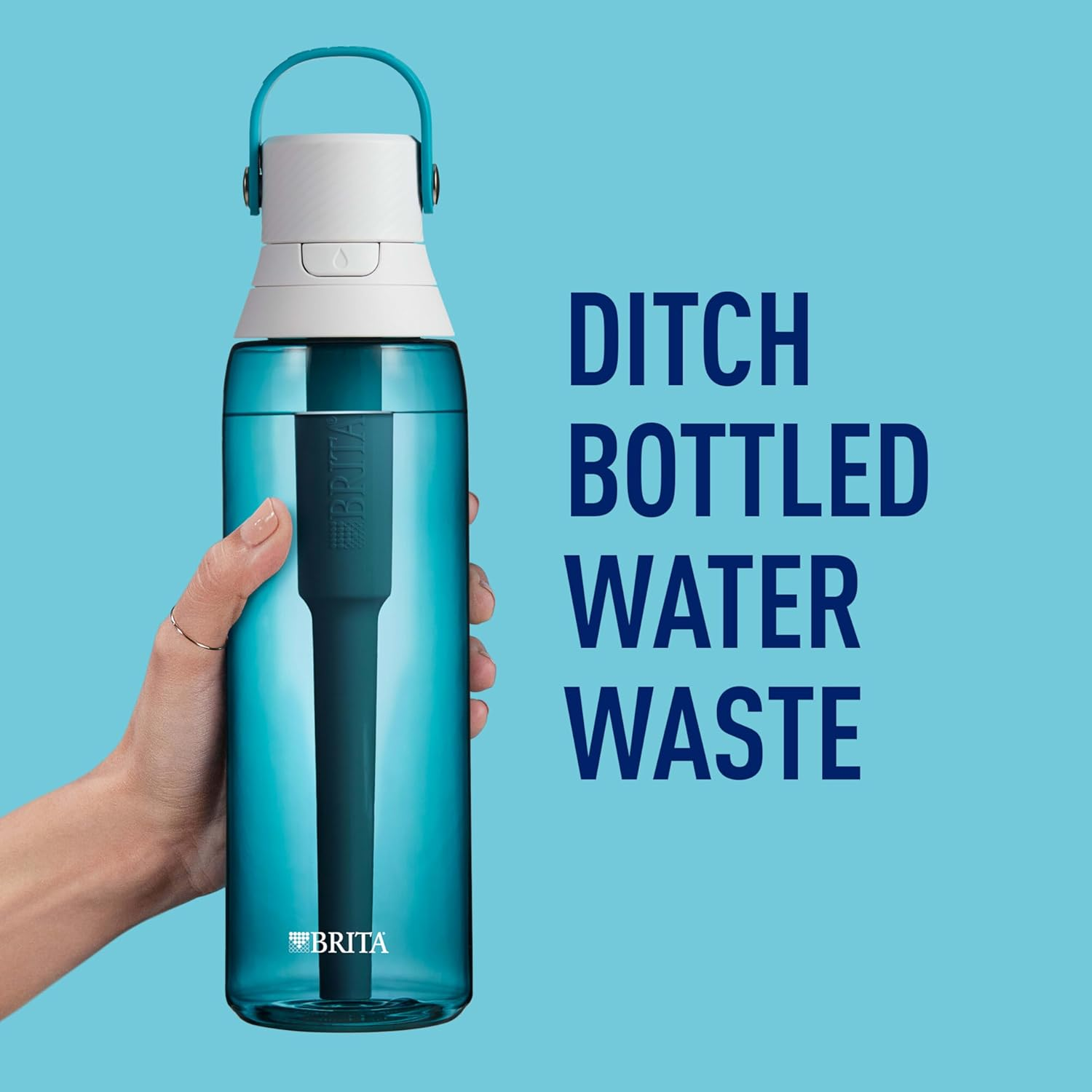 Brita Hard-Sided Plastic Premium Filtering Water Bottle, Bpa-Free, Reusable, Replaces 300 Plastic Water Bottles, Filter Lasts 2 Months or 40 Gallons, Includes 1 Filter, Sea Glass - 26 Oz.