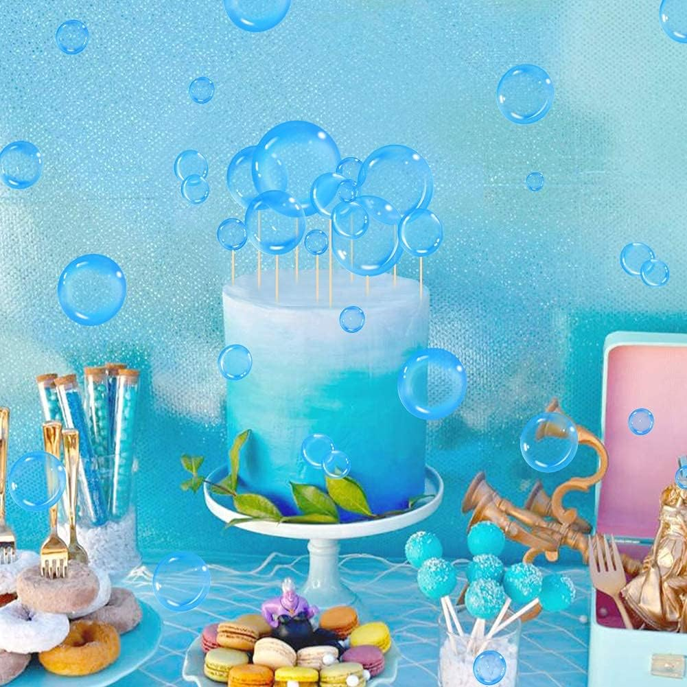 27Pcs Blue Bubble Cupcake Toppers Underwater Party Decor Children'S Party Supplies Bubble Cake Decorations for under the Sea Baby Shower Mermaid Birthday image number 1