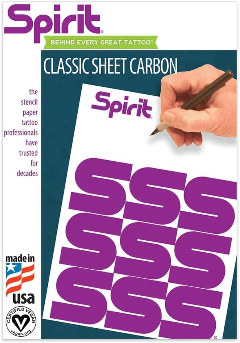 Spirit&reg; Classic Sheet Carbon Tattoo Stencil Transfer Paper, 8.5" X 11" - 200 Sheets, Certified Vegan, Proudly Made in the USA image number 4