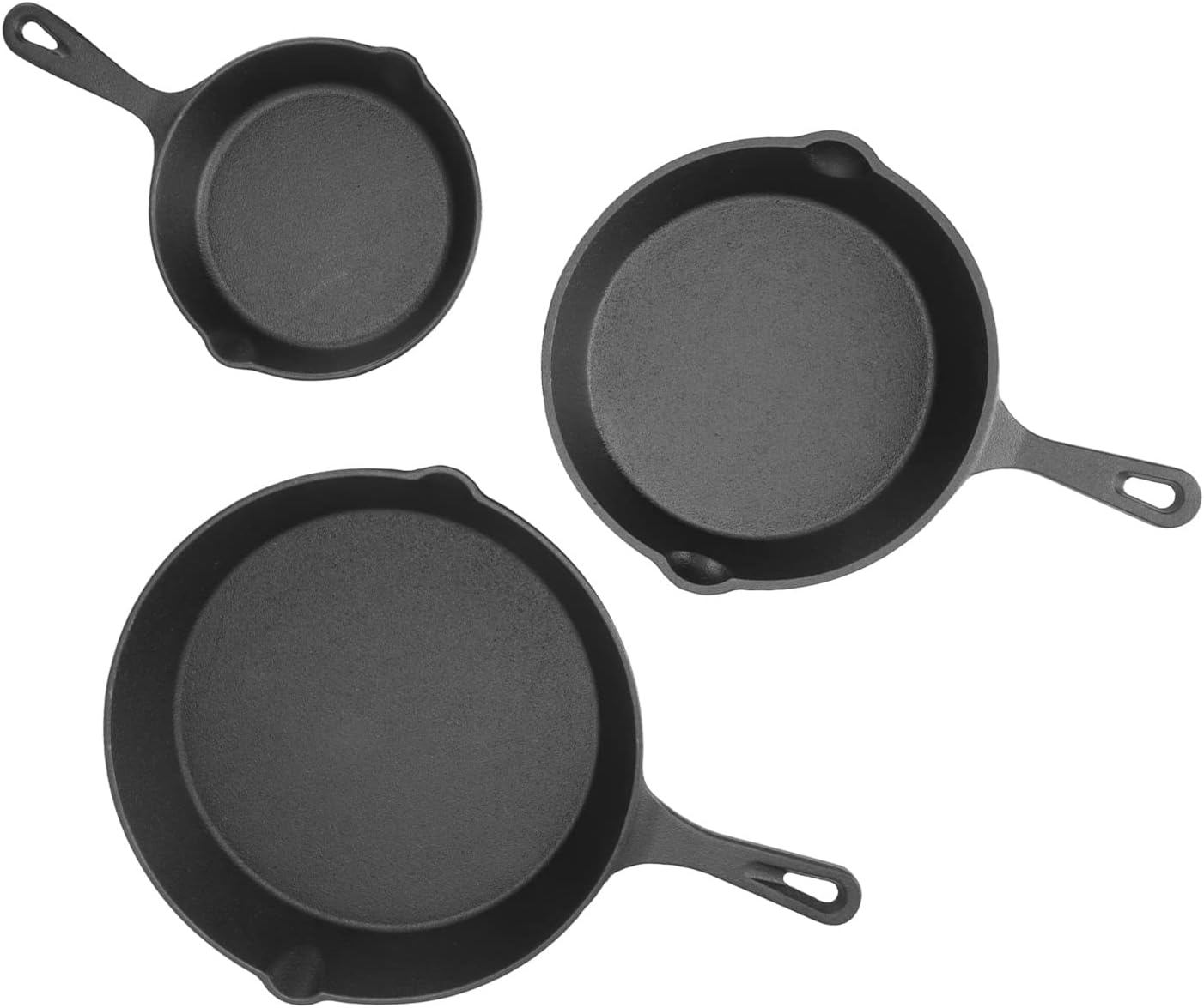 Cast Iron Skillet 3 Piece Set, Nonstick Frying Pan Set Nonstick Omelette Skillet with Handle Used on the Stovetop Campfire for Frying Stir Frying Cooking Grilling image number 4