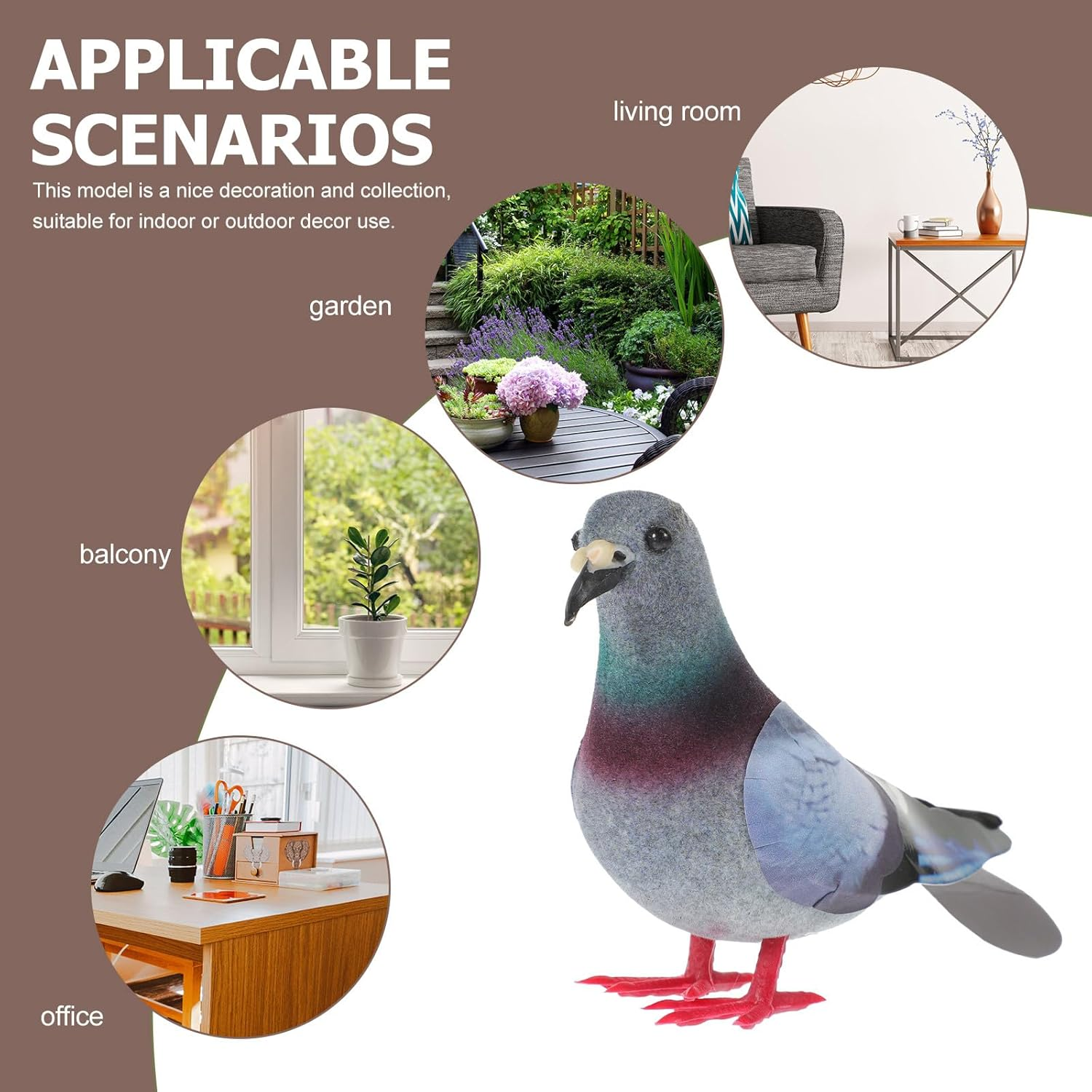 YARNOW 2Pcs Simulation Foam Pigeon Model, Fake Pigeon Artificial Animal Model Bird Statue for Lawn Garden Decoration image number 3