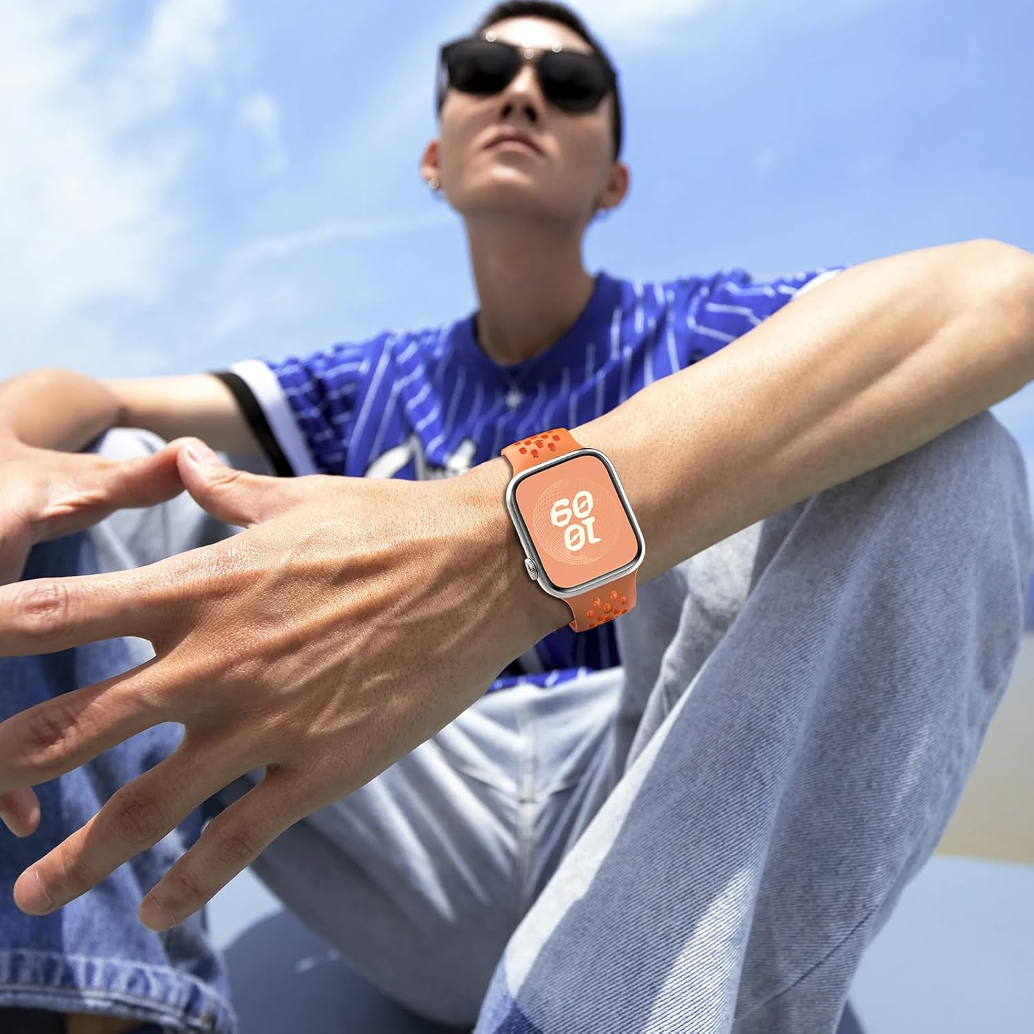 Sport Band for Apple Watch Band 46Mm 45Mm 42Mm 44Mm 49Mm 41Mm 40Mm 38Mm Men Women,Silicone for Apple Watch Strap Breathable Wristband Bracelet Iwatch Ultra Ultra 2 Series 10 9 8 7 SE2 SE 6 5 4 3 2 1 Strap image number 4