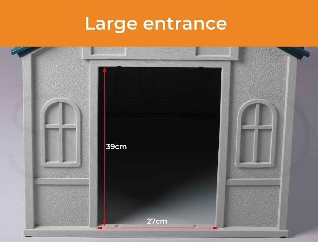 Pawz Dog Kennel Outdoor Indoor Pet Plastic Garden House Weatherproof outside XL, Durable Weatherproof Dog House, Waterproof Dog Kennel Outdoor, Easy Clean Ventilation PP Plastic Dog Crate, Blue image number 2