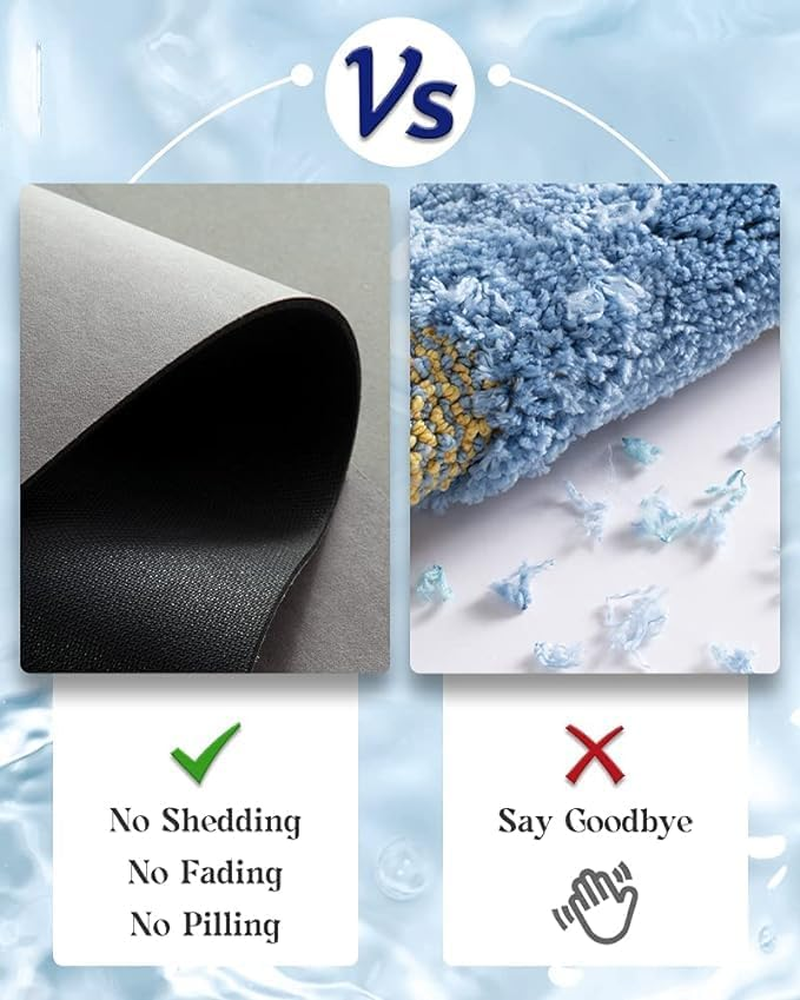 Bathroom Bath Mat,Non Slip Thin Bathroom Floor Mat for under Dooreasy Cleanwashablekitchen,Sinkshowermatcarpetrubber Non Slip Quick Drying Super Absorbent Thin Bathroom Rug Gray 15.7X23.6 Inch (2PCS) image number 2