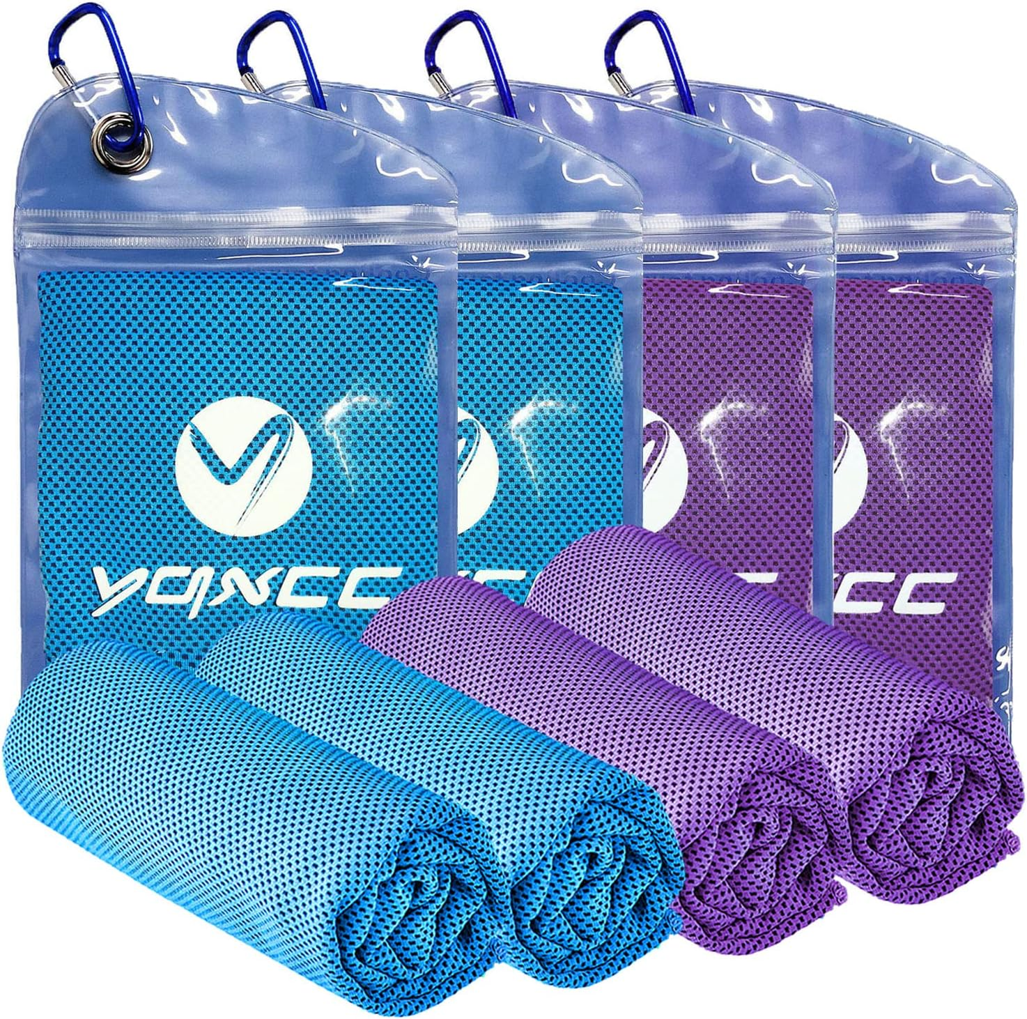 YQXCC 4 Pack Cooling Towels (40"X12") Cool for Neck, Microfiber Soft Breathable Chilly Towel for Yoga, Golf, Gym, Camping, Running, Workout & More Activities - 2 Light Blue, 2 Light Grey image number 7