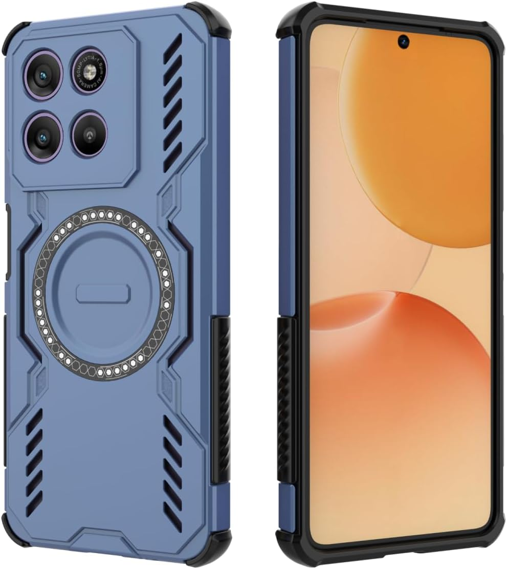 HULLIN Mobile Phone Case Design for Motorola Moto G57 / G57 Power / G67 Power (6.72 Inches), Shockproof Armoured Case with Magnetic Ring - Green