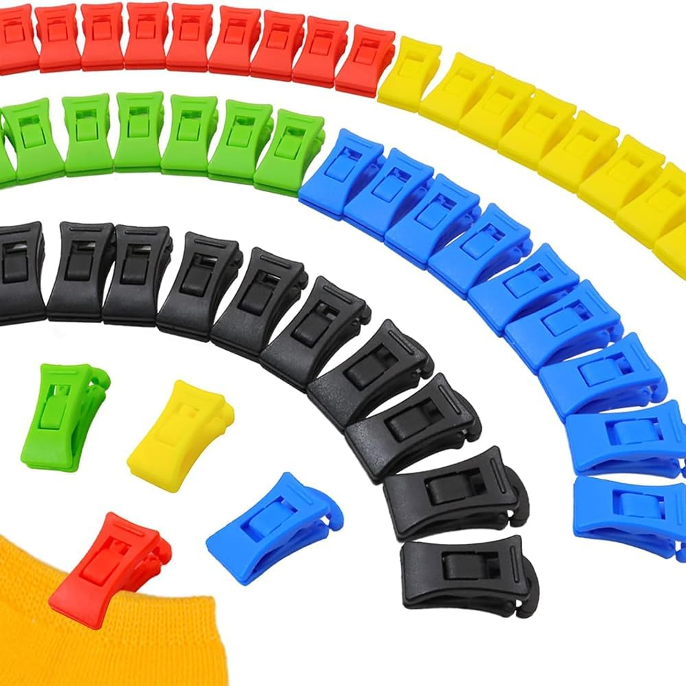 NYGHMY 50 Pcs Colorful Sock Clips with Hooks - Non-Slip Laundry Organizers & Sorters for Washer, Dryer, Clothesline image number 3