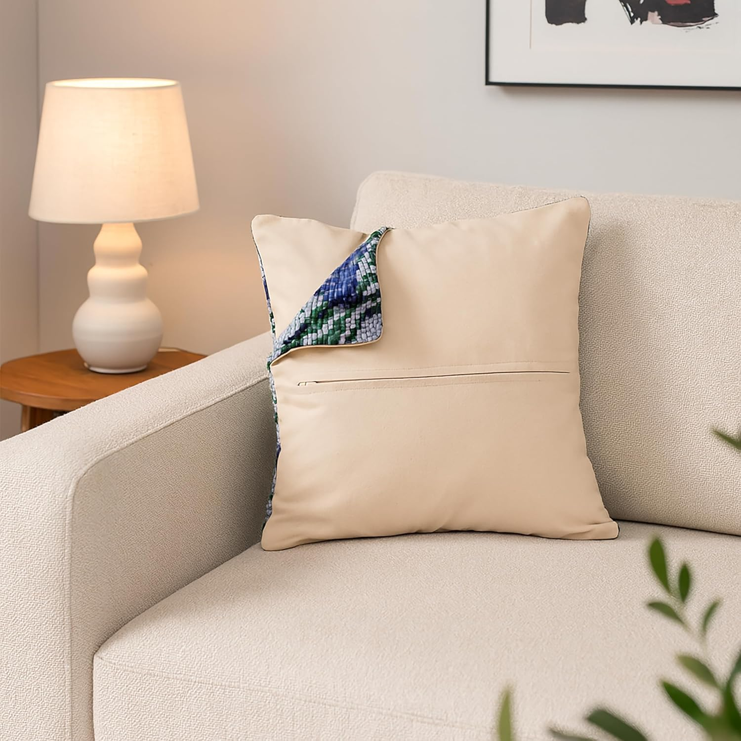 Thea Gouverneur - Cushion Back with Zipper Beige - 23.5999 - Cushion Back Kit - Cotton - 16 X 16Inch