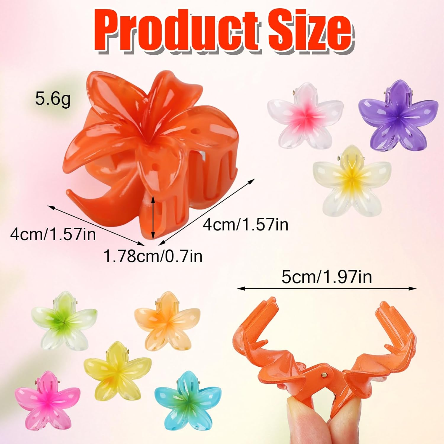Pack of 12 Small Flower Hair Clips, Plastic Small Gripper Hair Clips, 1.3 X 1.5 Cm Flowers Mini Hair Clips, Non-Slip Colourful Cute Colours Hair Clip, for Baby Women Girls Hair Styling Accessories image number 2