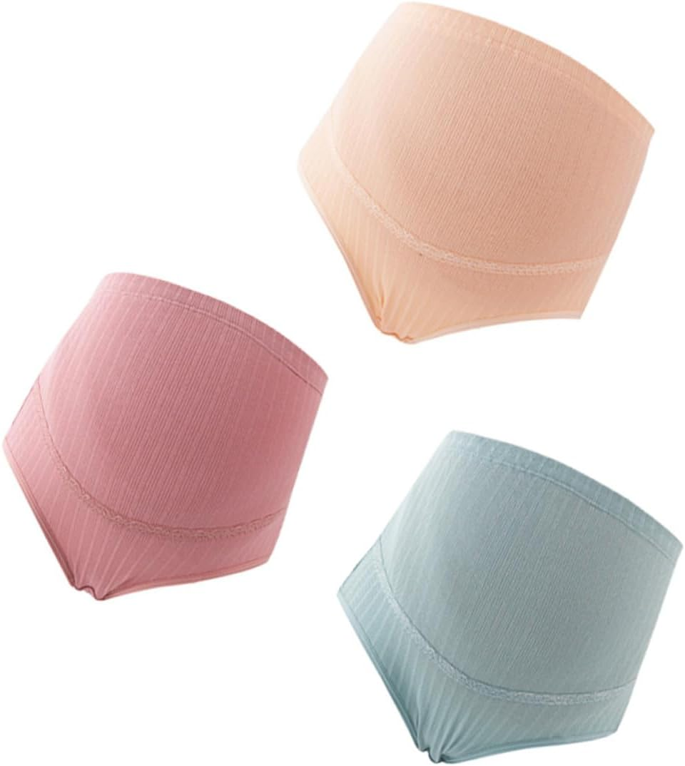 KOMBIUDA 3Pcs High Waist Cotton Maternity Panties Splice Stomach Lift Nursing Underwear for Pregnant Women Stretchy Breathable Comfortable Support