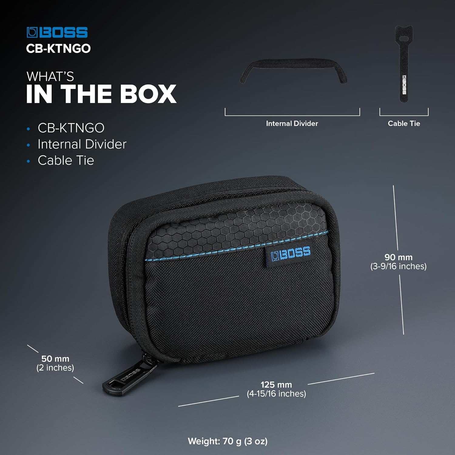 BOSS CB-KTNGO Carrying Pouch | Custom Pouch for Katana:Go | Fits Charging Cable, Earbuds, & Other Small Accessories
