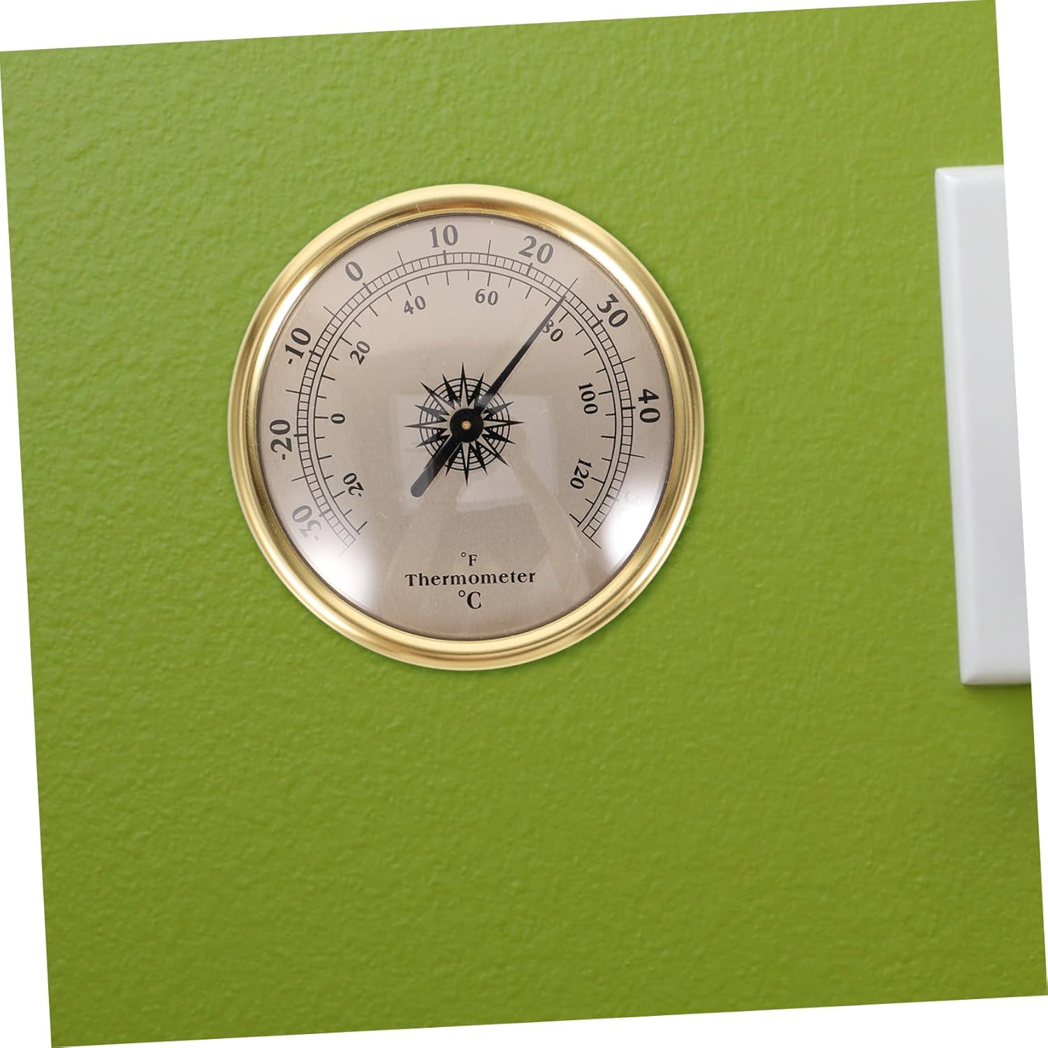 NOLITOY Wall Mount Temperature with Hanging Design Thermometer for Home Bedroom School Compact round Thermometer with Practical Temperature Range and Space Saving Weather Monitor image number 2