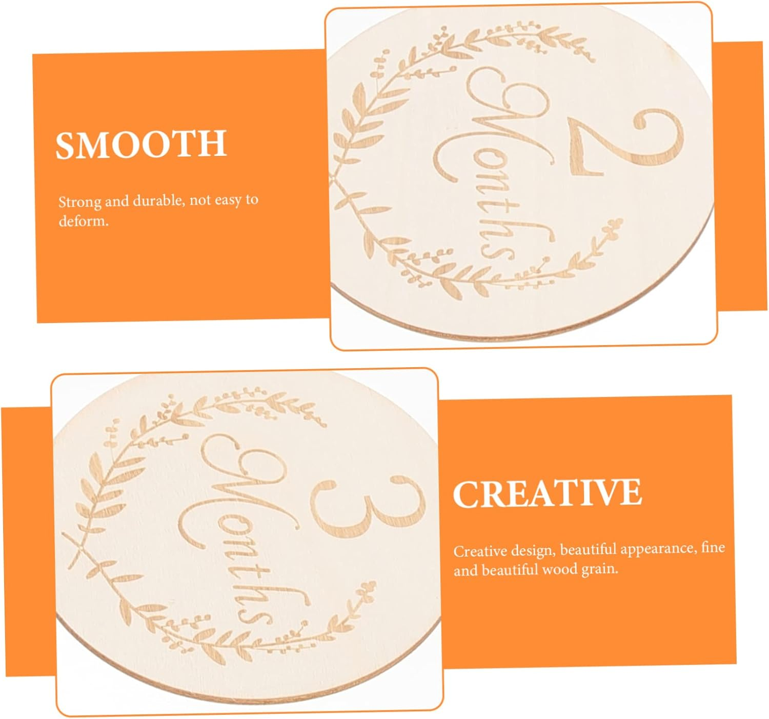 LIGHTAOTAO 13Pcs Wooden Slices Infant Monthly Milestone Cards Baby Growth Signs Natural Wood 100Mm for Newborn Photography and Baby Monthly Tracking image number 4