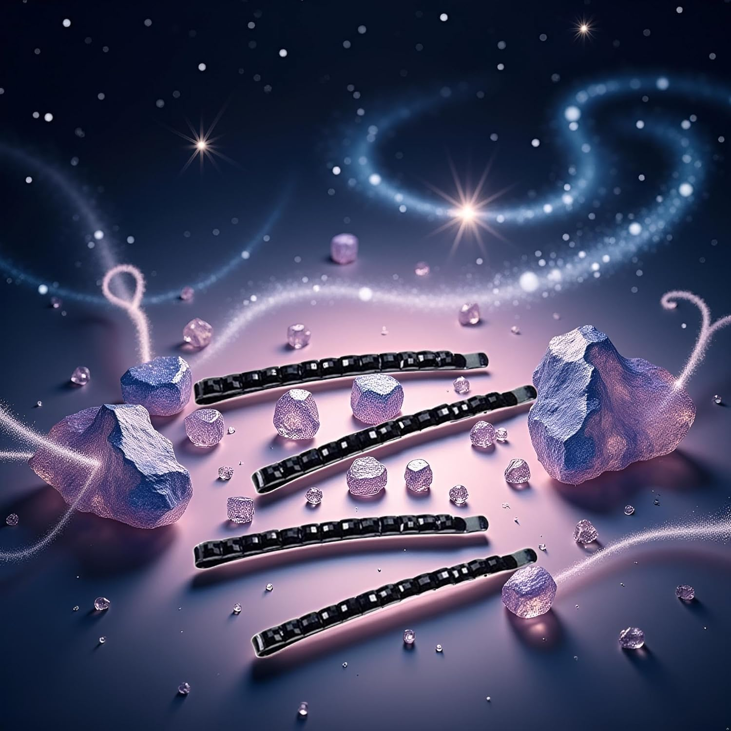 4Pcs Black Rhinestone Bobby Pins, Black Bobby Pins，Sparkly Crystal Diamond Hair Pins for Women, Metal Decorative Hair Barrettes for Decoration Accessories， for Women