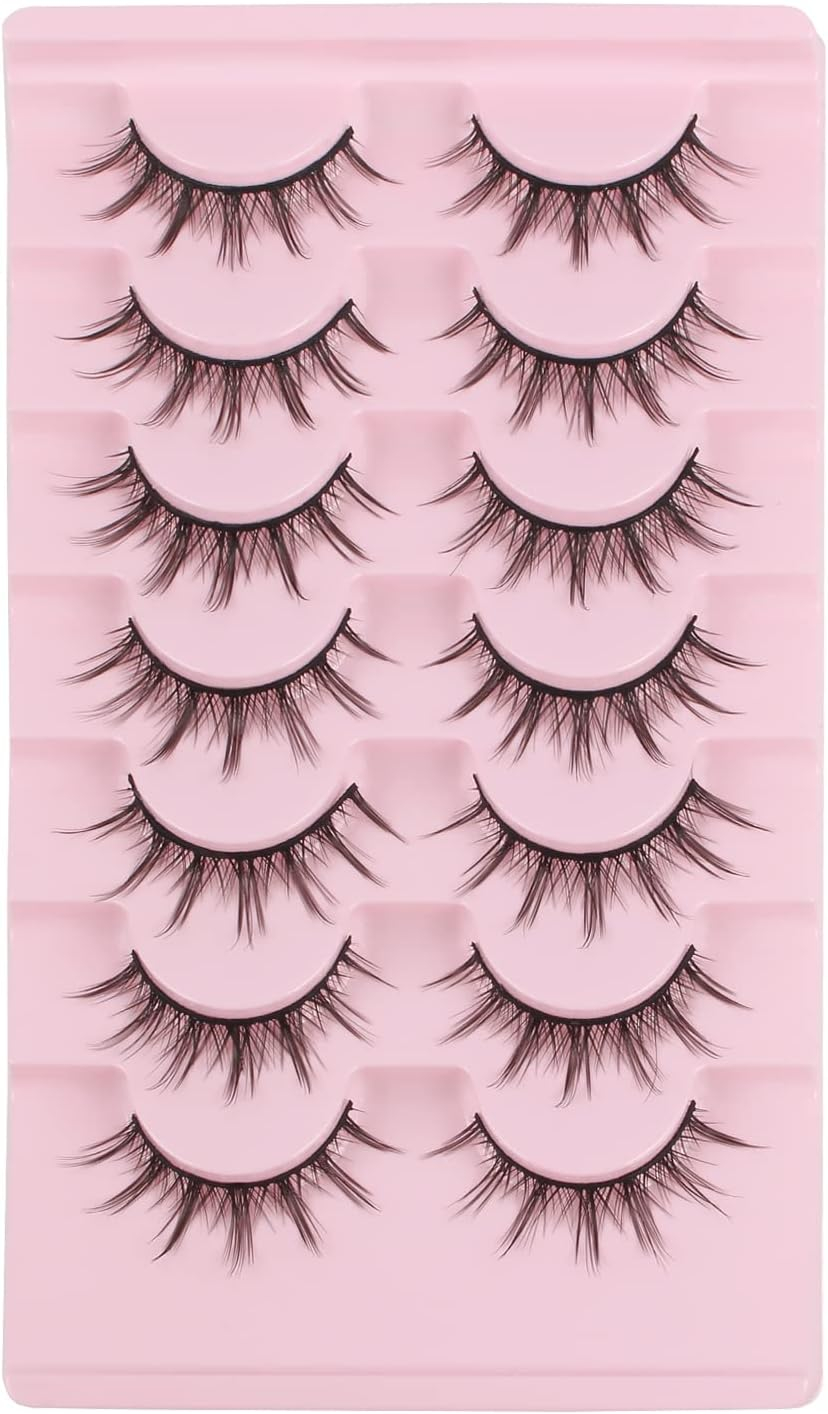 Oreola Manga Lashes - Natural Look Wispy Spiky Lashes, 7 Pairs Asian 3D False Eyelashes image number 1
