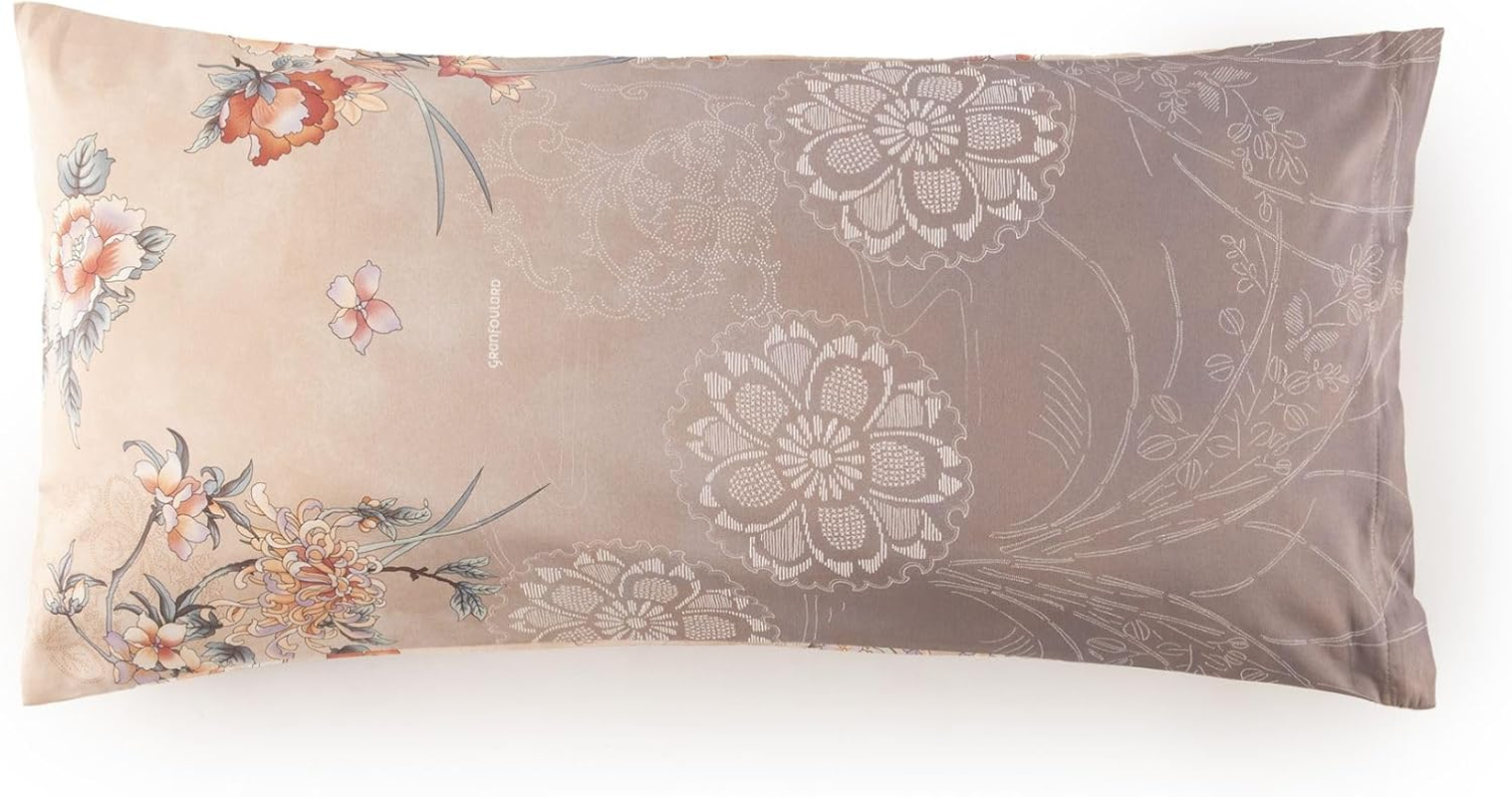 Bassetti ESPERIDI 9333313 Cushion Cover for Bed Linen 100% Cotton Satin in Red R1, Dimensions: 40 X 80 Cm