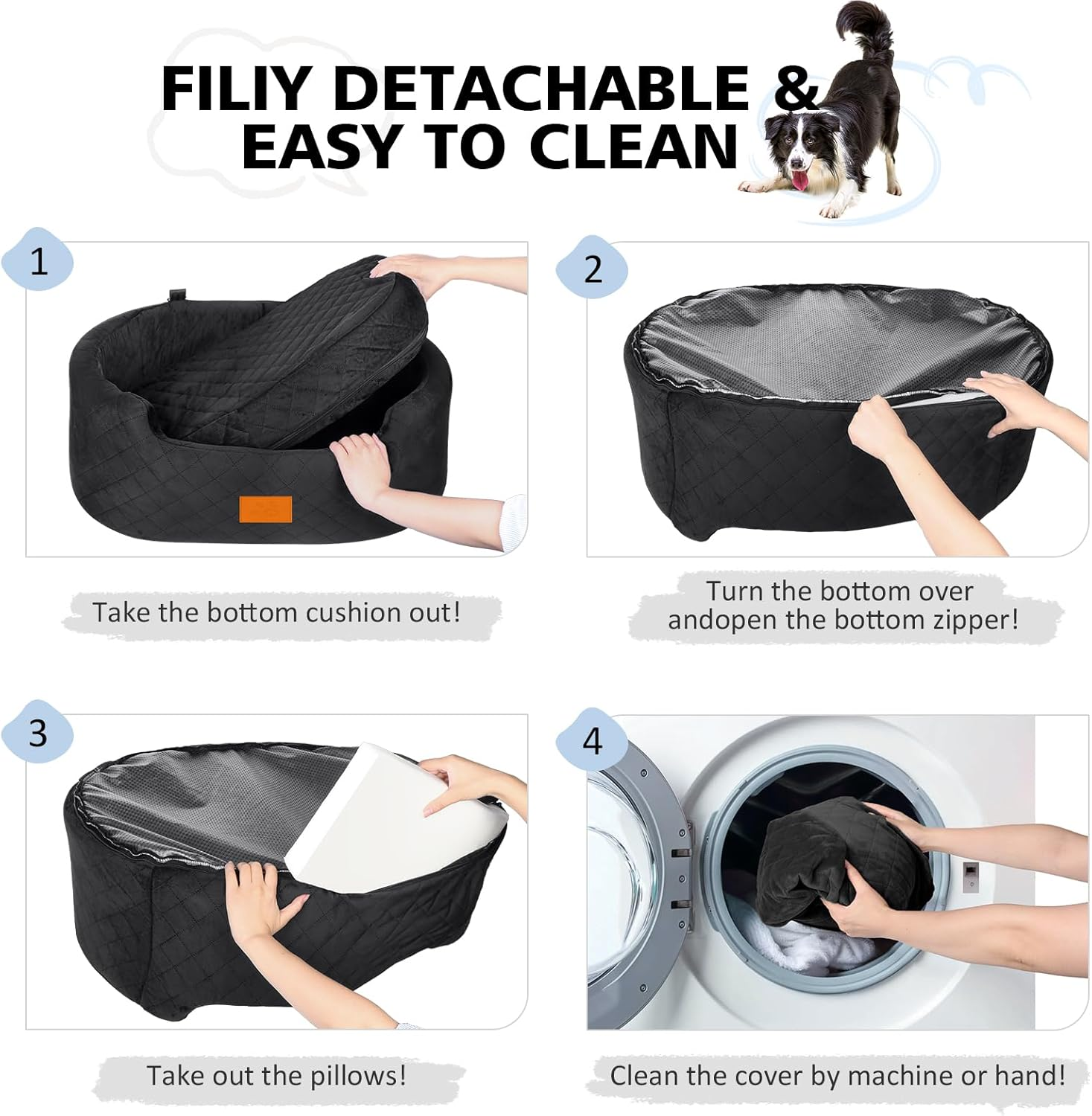 Dog Car Seat for Large/Medium Dog, Pet Car Seat for Dogs under 55 Lbs or 2 Small Dogs, Upgraded Dog Booster Seat, Detachable & Washable Travel Bed Dog Seat with Thick Cushion (Black) - Blackred image number 2