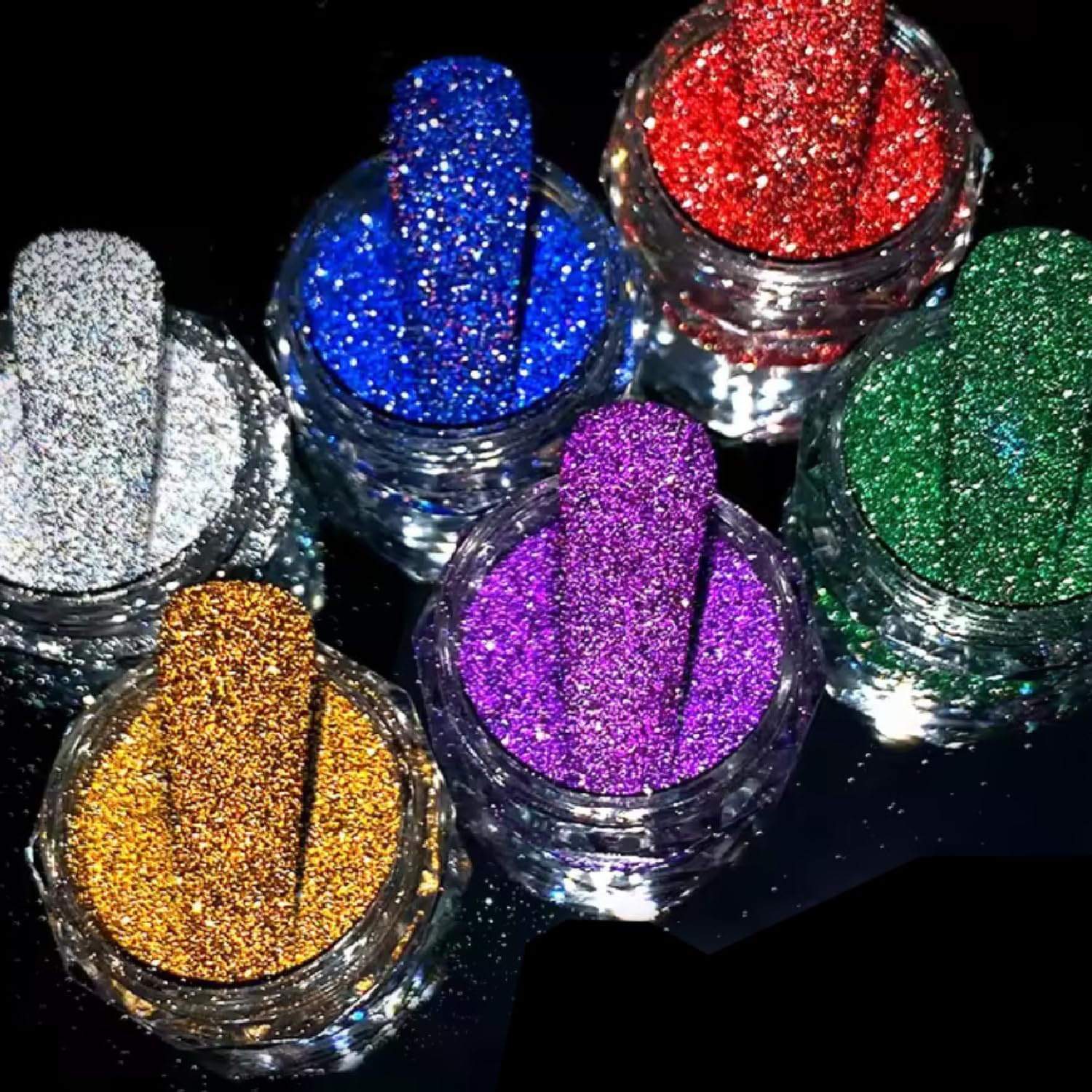 Kipajuju Nail Art Glitter Nail Powder Acrylic Diamond Nail Reflective Glitter Dark Flashy Effect Dipping Powder Multiuse Glitter Powder Nails Art Decoration, Body Art Salon and Home DIY for Women Girls Party Wedding Festival image number 2