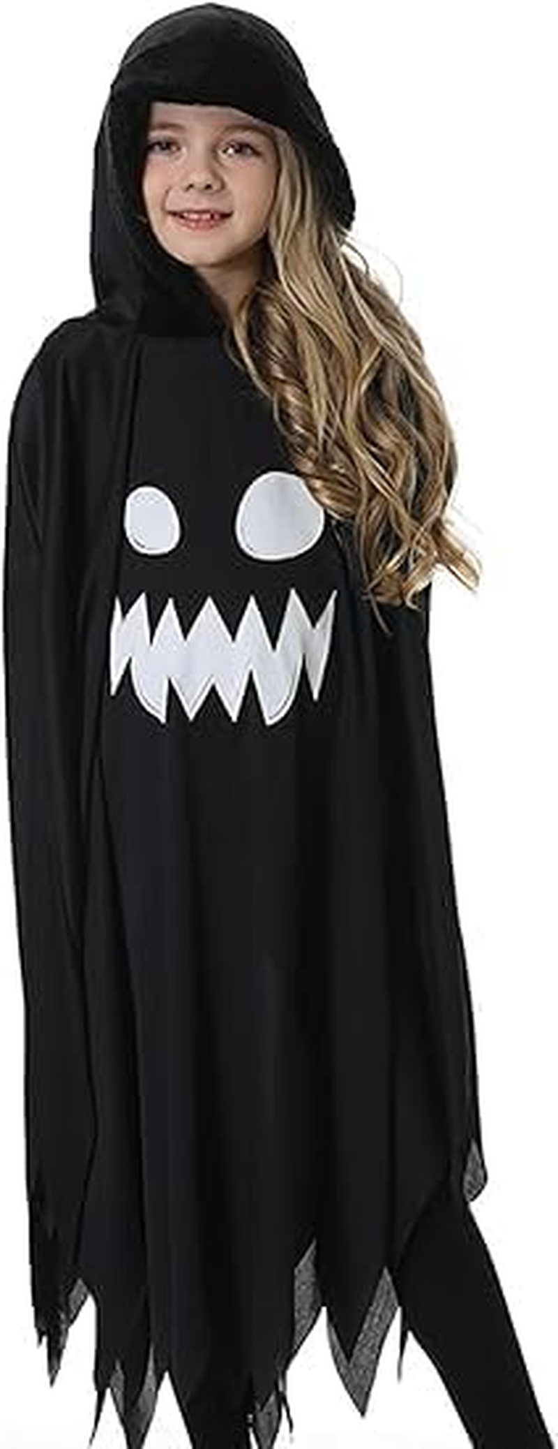 Ricjurzzty Halloween Ghost Costume for Kids Ghost Cloak Halloween Spooky Trick-Or-Treating with Pumpkin Bucket