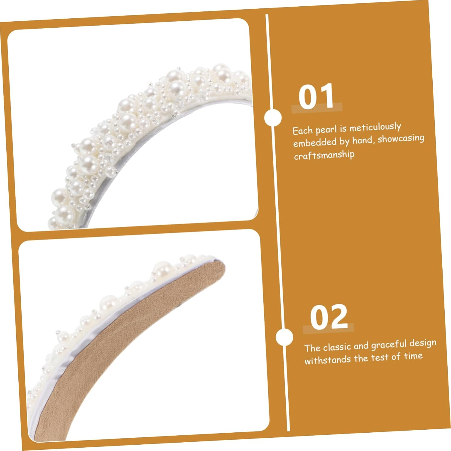 Handcrafted Bridal Headband with Faux Pearls Elegant Wedding Hair Accessories for Women Versatile French Inspired Jewelled Headband for Photoshoots and Special Occasions image number 4