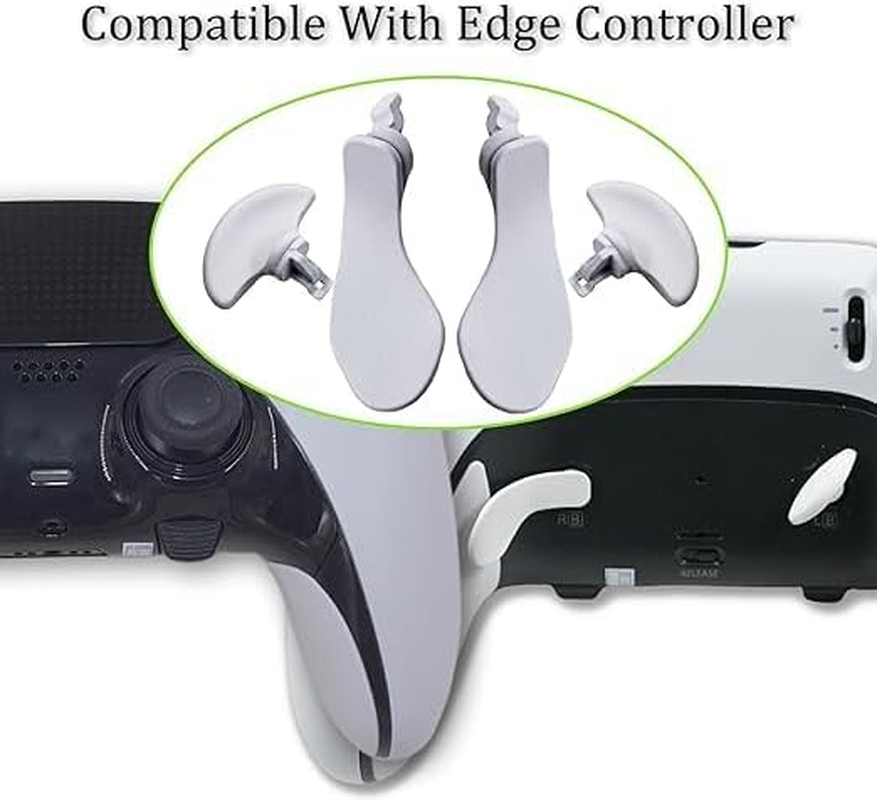 4Pcs Metal Back Paddles for PS5 Dualsense Edge Controller,Rear Paddles Replacement Interchangable Grip Parts for PS5 Dualsense Edge Wireless Controller(White) image number 2