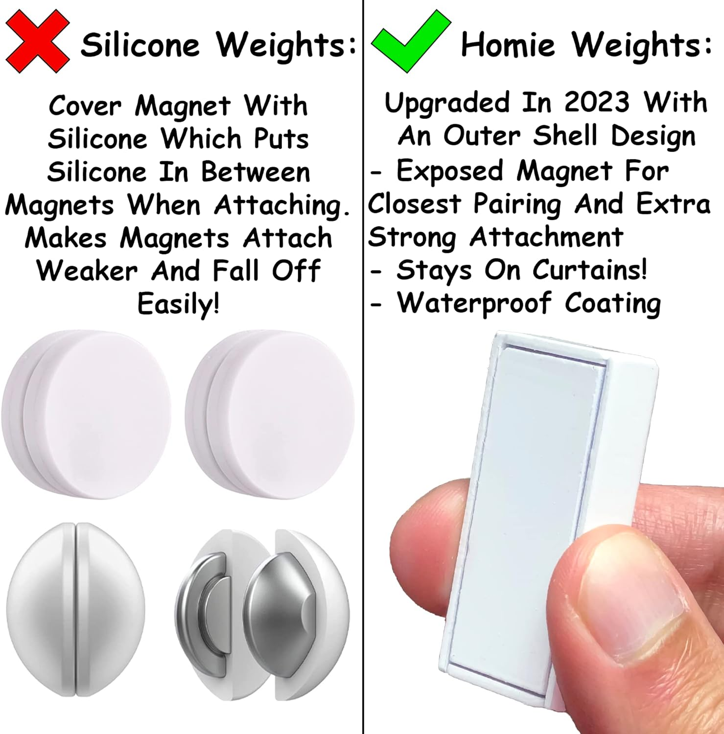 Magnetic Curtain Weights 8 Pack of Waterproof Magnets + Carrying Case, Great Home Decor for Bathroom, Shower, Liner, Drapery, and Sheer, Clip on Bottom, Heavy Duty Works Outdoor to Stop Wind (White) image number 7