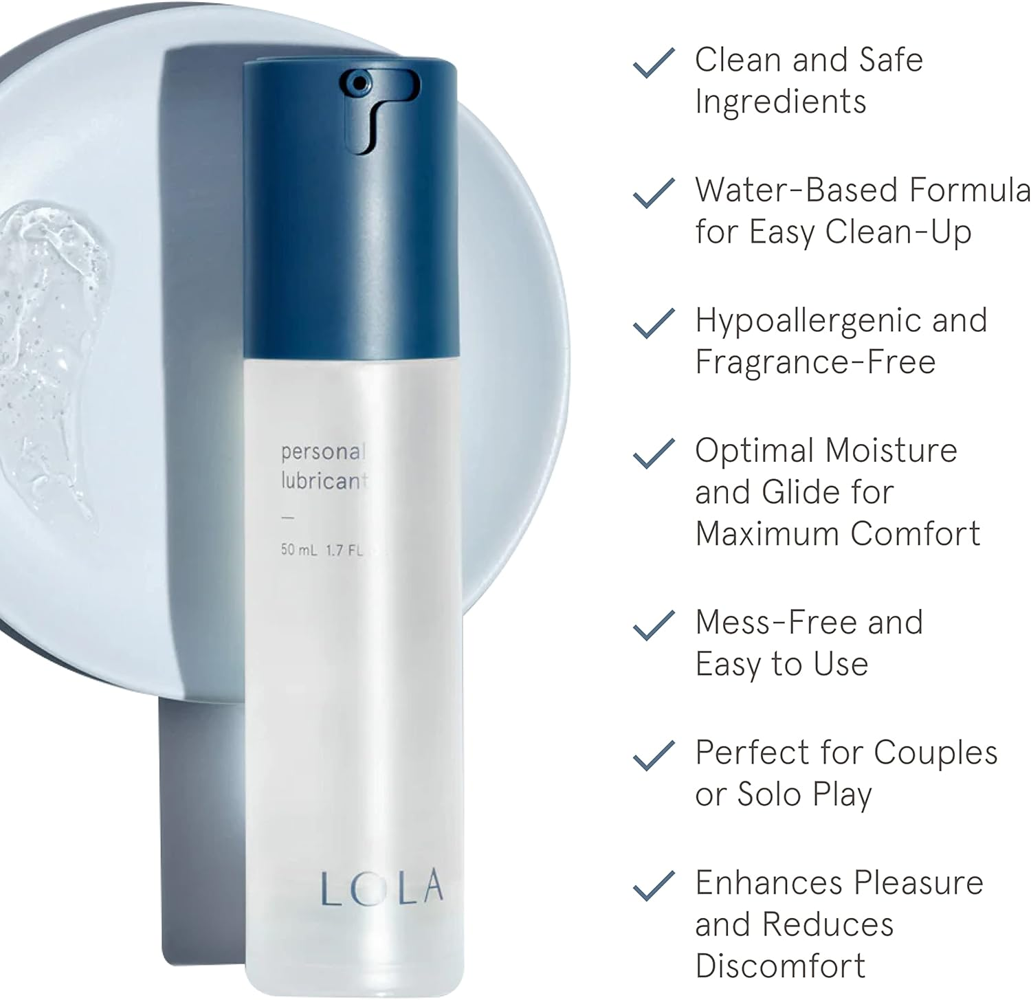 LOLA Personal Water-Based Lube for Sexual Wellness - Natural Ingredients with No Irritating Additives or Fragrance for Sensitive Skin - Lubricant for Him, Her, and Couples image number 6