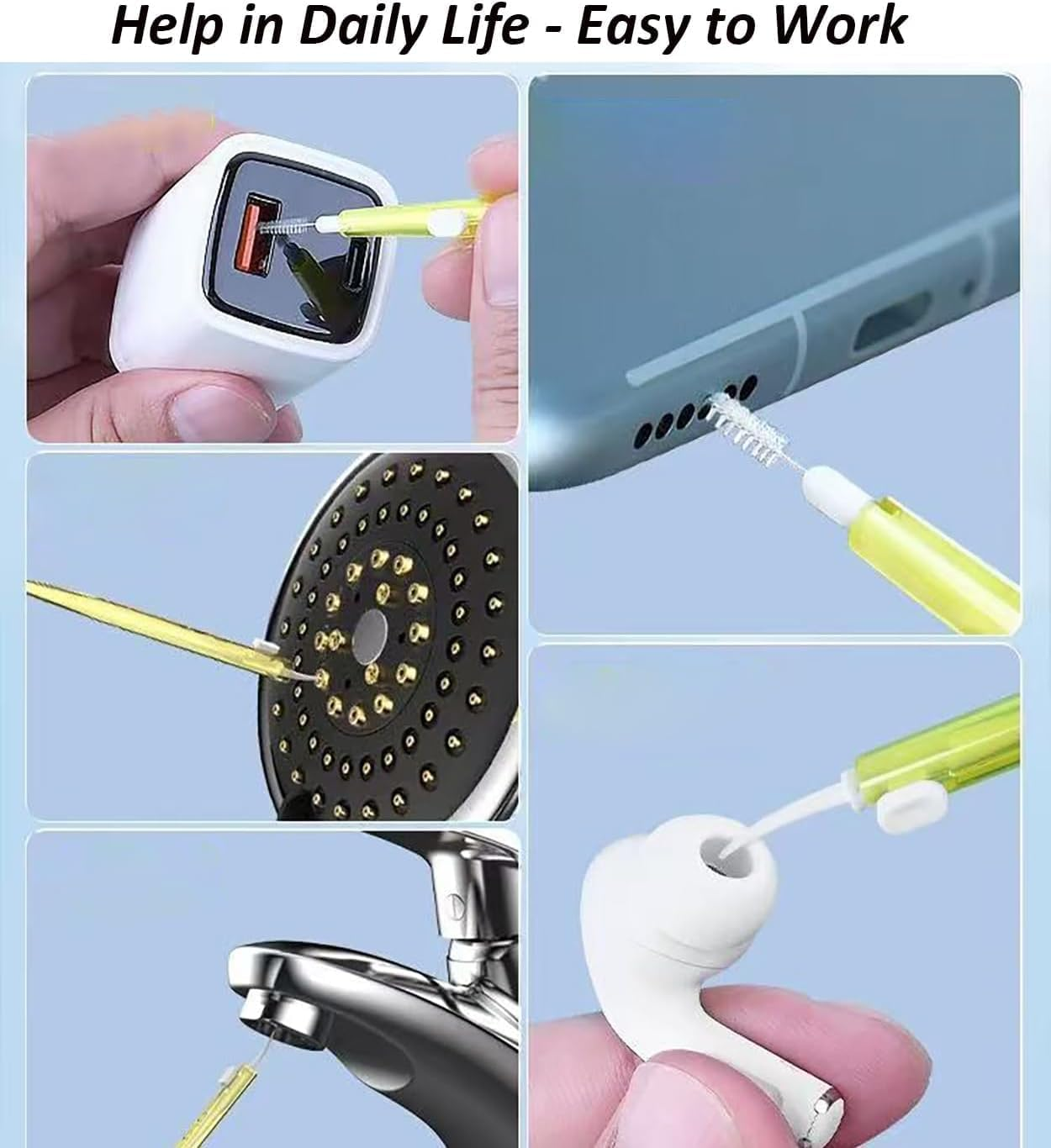 Phone Charge Port Cleaning Brushes, 8Pcs Anti-Clogging Dual Side Cell Phone Hook Cleaner Mini Brushes, Anti-Clogging Dust Remover Mini Cleaning Brushes for Iphone Charging Port image number 6