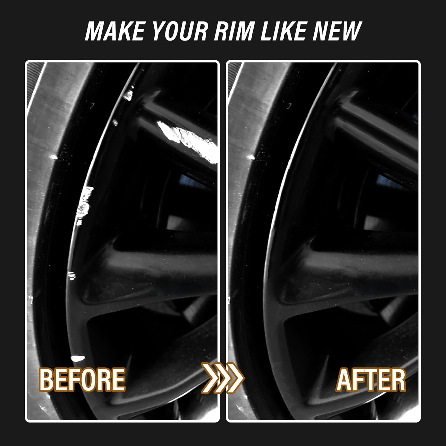 Curb Rim Repair Kit, Matte Black Rim Touch up Paint, Wheel Scratch Repair Kit, Quickly Fix Rim Scratches, Curb Rashes and Surface Damage, Universal Color Black Rim Paint