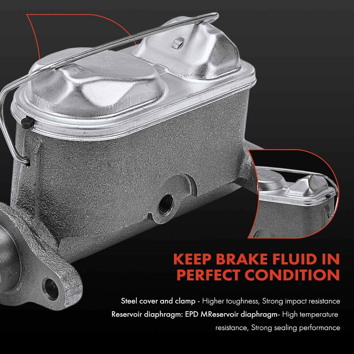 A-Premium Brake Master Cylinder with Reservoir and Cap Compatible with AMC Vehicles - Gremlin 1972-1976, Hornet 1971-1976, Javelin 1971-1974, Pacer 1975-1976 - Replaces 4485577, J8126721 image number 6