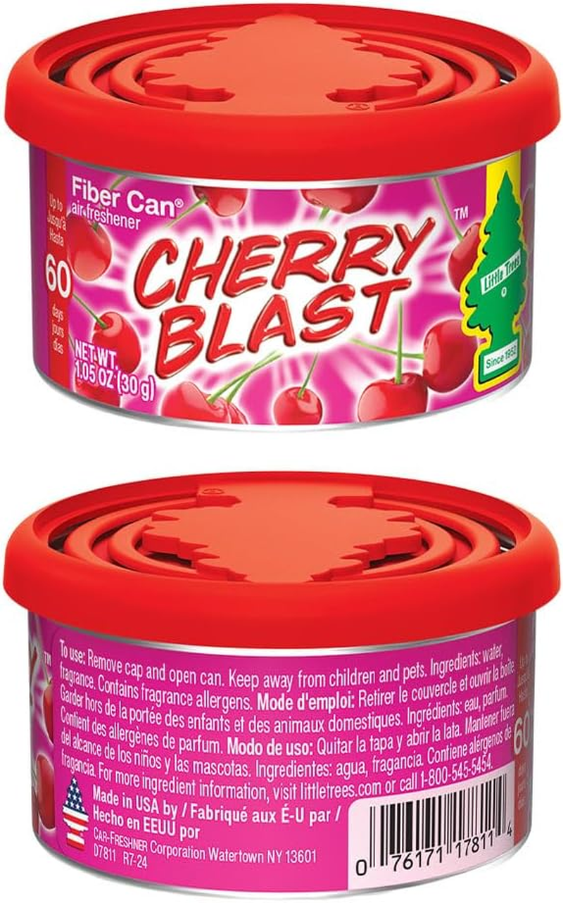 Little Trees Car Air Freshener. Fiber Can Provides a Long-Lasting Scent for Auto or Home. Adjustable Lid for Desired Strength. Cherry Blast, 4 Air Fresheners image number 5