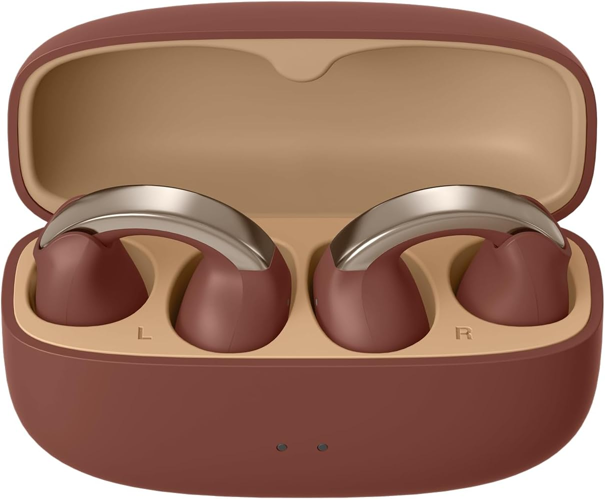 JVCKENWOOD Victor HA-NP1T-T Wireless Earphones, Bluetooth Ver.5.3, Open-Ear Cuff, App-Compatible, Multipoint, Total 24 Hours Playback, Microphone Included, Small, Lightweight, Waterproof, Maroon image number 1