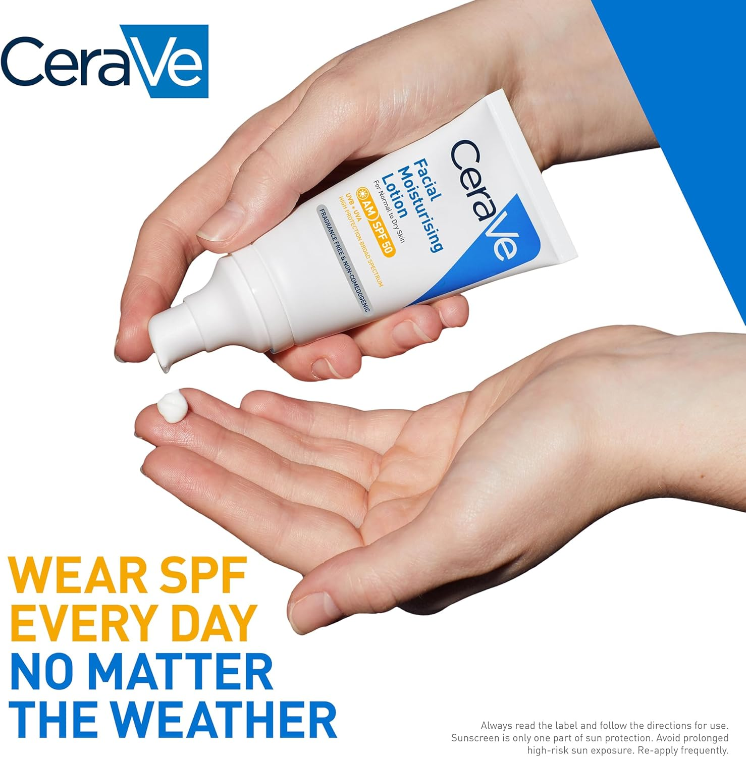 Cerave Facial Moisturising Lotion AM SPF50 52Ml, Sunscreen & Face Moisturiser 2-In-1 with UVA/UVB Protection, Ceramides + Hyaluronic Acid + Niacinamide + MVE Technology, Non-Greasy + Fragrance Free, Suits Sensitive Skin image number 2