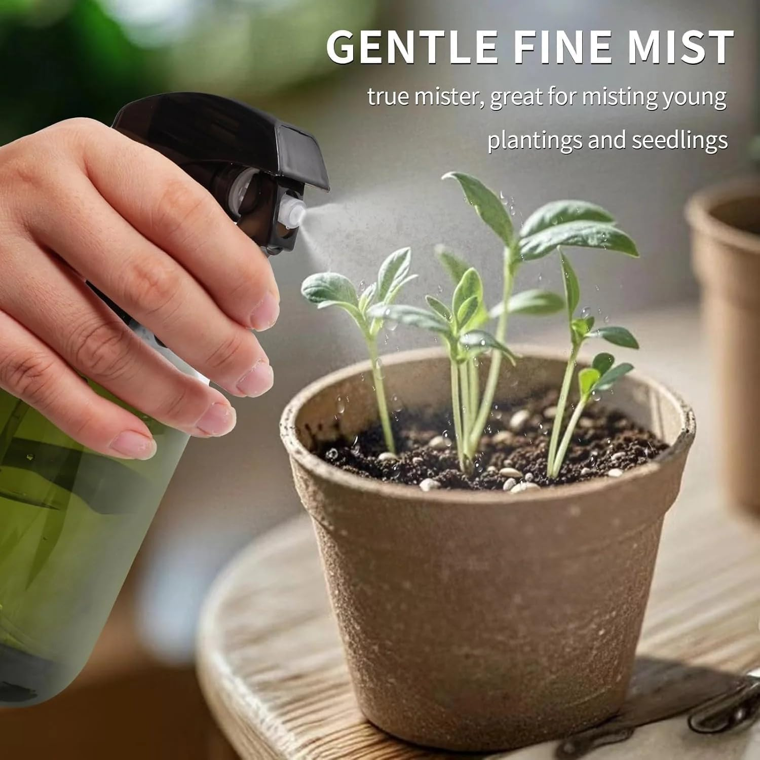 3 Pack Spray Bottles Water Spray Bottle for Plant 10 Oz/300 Ml Plastic Refillable Containers Fine Mist Small Spray Bottle with Adjustable Nozzle for Hair Cooking Cleaning (Clear/Brown/Green) image number 3