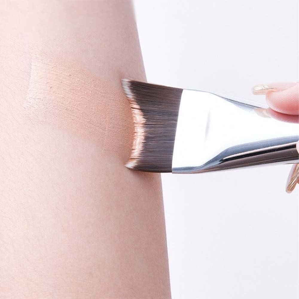 Flat Foundation Brush for Cream, Professional Makeup Brush for Blending Foundation, Concealer, Cheek and Nose, Wet or Dry Use Synthetic Fiber Face Brush, Flawless Seamless Makeup Tool