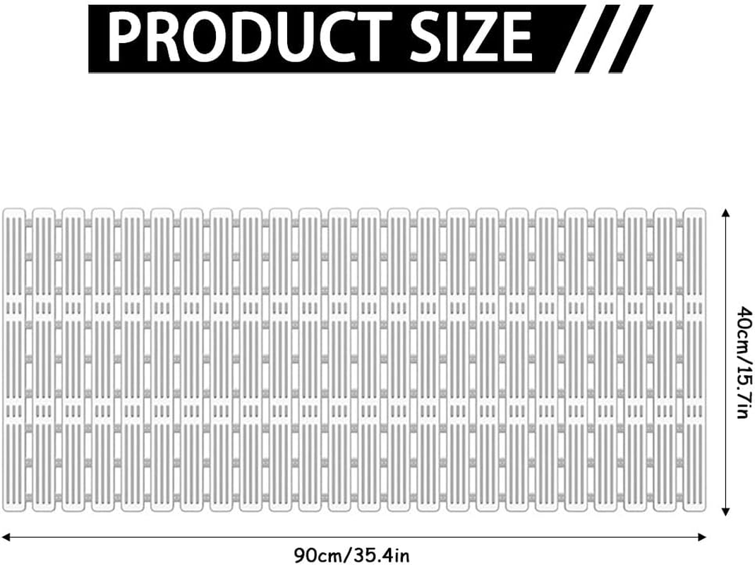 Extra Long Non Slip Bath Mat for Tub and Shower - 90X40Cm anti Mould Shower Mat with Suction Cups, Machine Washable, Cut to Size image number 5