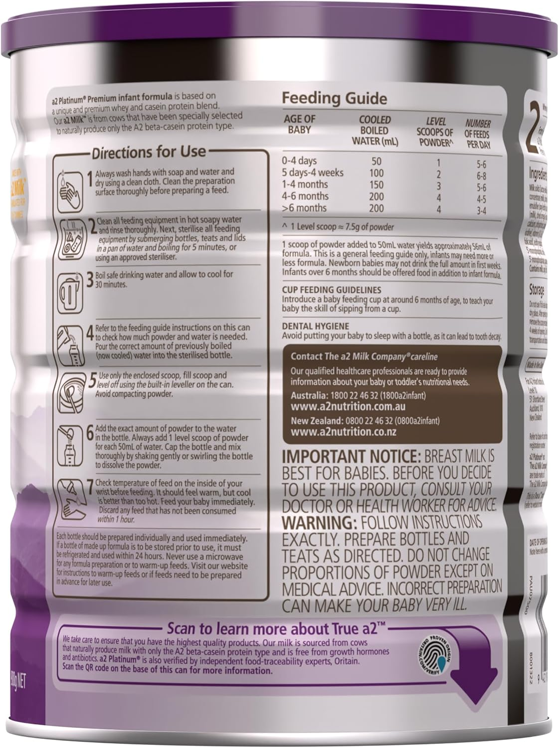 A2 Platinum Premium Infant Formula Stage 1 from Birth 900G