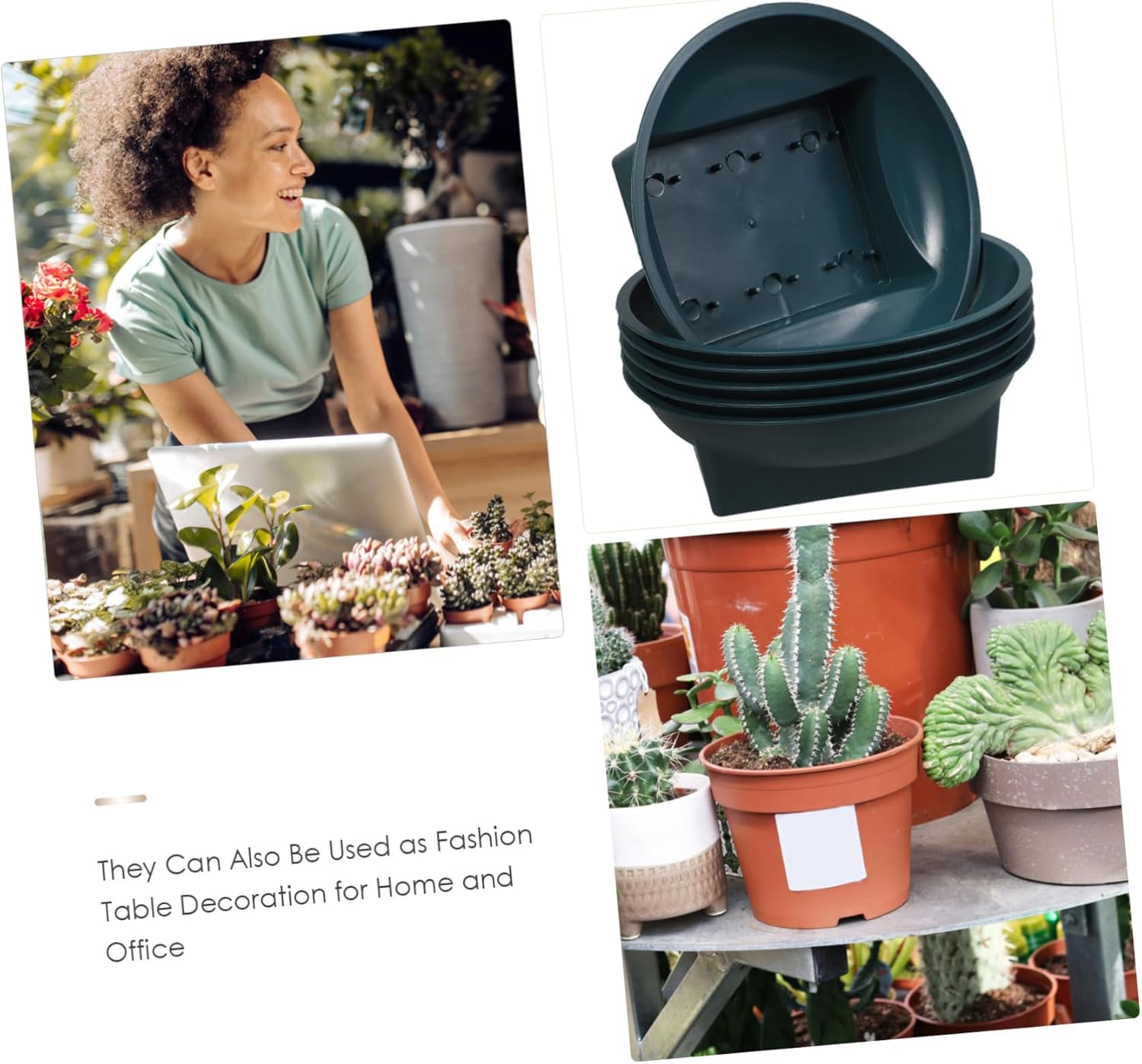 NULYLU 6Pcs Green round Floral Bowls Cemetery Planter Flower Arrangement Holders 16X16X5Cm Indoor Outdoor Yard Plant Bowls Memorial Gardening Supplies image number 4