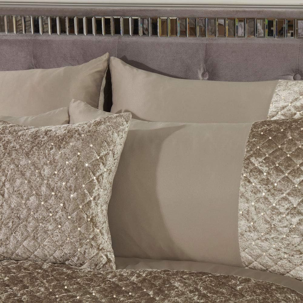 Emma Barclay Glamour - Quilted Sequin Velvet Duvet Set in Mink - Double Bed image number 4