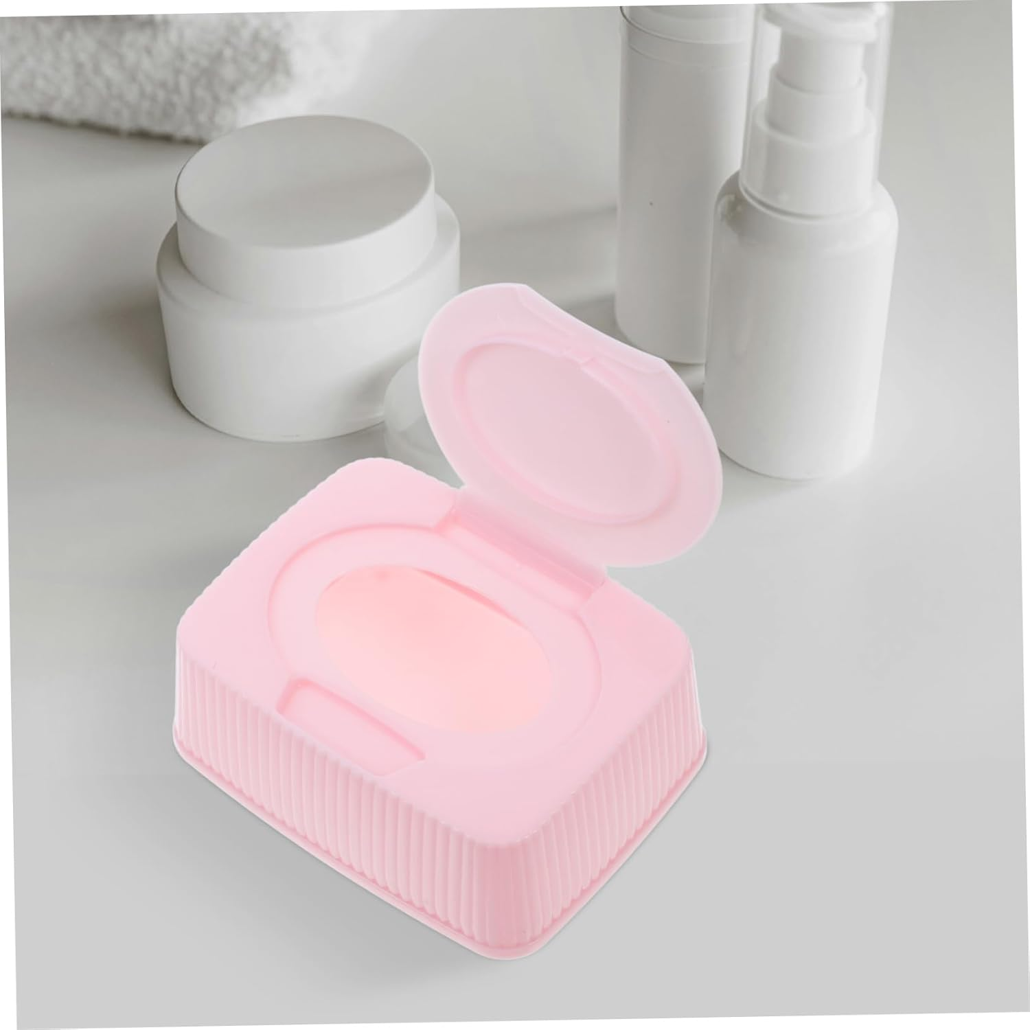 Baby Wipes Dispenser Flip Lid Dustproof Storage Case Refillable Portable Wipe Container for Nursery Bathroom Travel, Pink image number 5