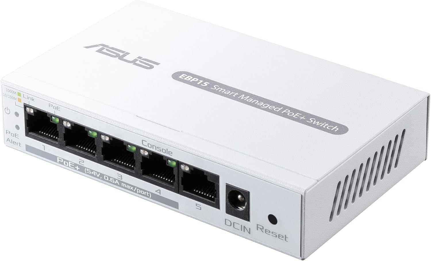 ASUS Expertwifi EBP15 5-Port Gbe Smart Managed Poe+ Switch for Small-Mdeium Business, 4 X Poe+, 60 Watts, Supports Qos, IGMP, Wall-Mount