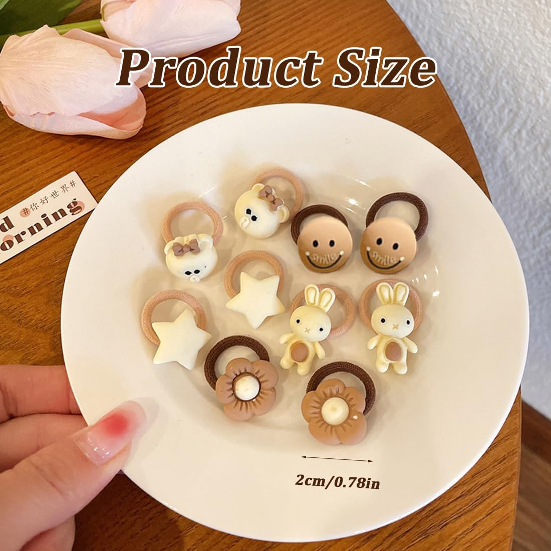 Pack of 20 Baby Girls Hair Bows Hair Bobbles Elastic Headband Ponytail Holder Cute Flower Hair Tie for Baby Girls Toddler Accessories image number 3