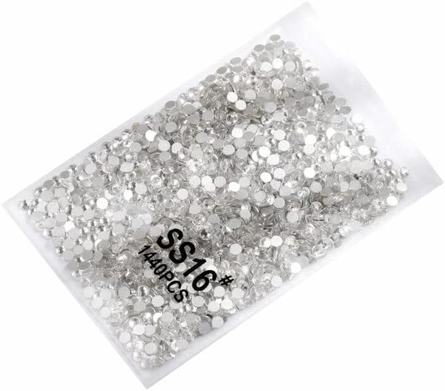 AIMALL 1440PCS Glitter Rhinestones Crystal Clear Flat Bottom Glass Nail Art Nail Drill: Sparkling Crystal Clear Flat-Backed Embellishments for Nail Art Design