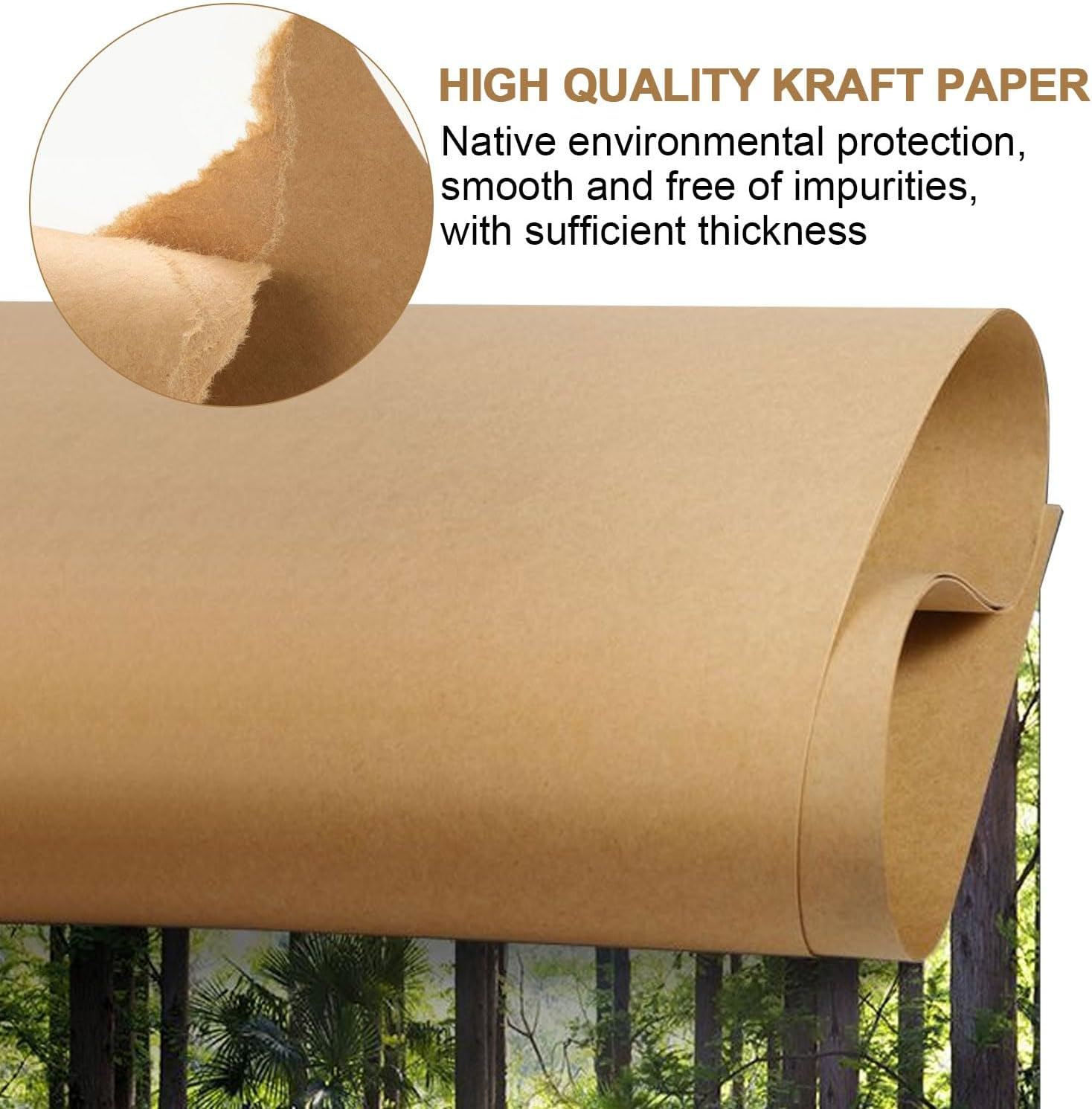 Brown Kraft Arts, Crafts Paper Roll, 17.3" X 1181.1" / 44Cm X 30M, Kraft Paper Rolls, Gift Wrapping Paper, Perfect for Packing, Wrapping, Craft, Postal, Shipping, Dunnage and Parcel image number 5