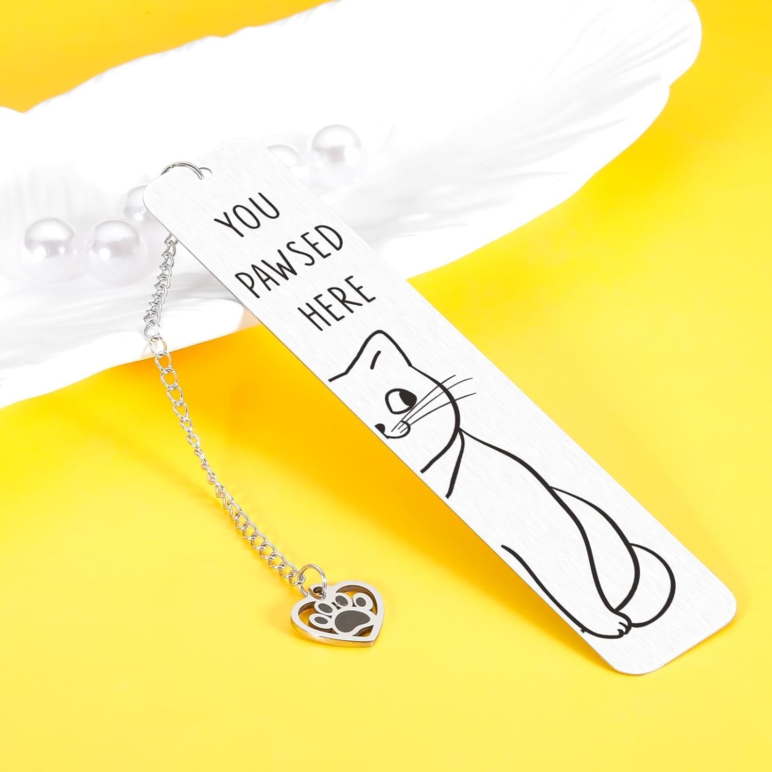 2 PCS Cute Cat Bookmark Stainless Steel Kitten Book Mark Funny Bookmarks for Women Men Teens Boys Girls image number 5