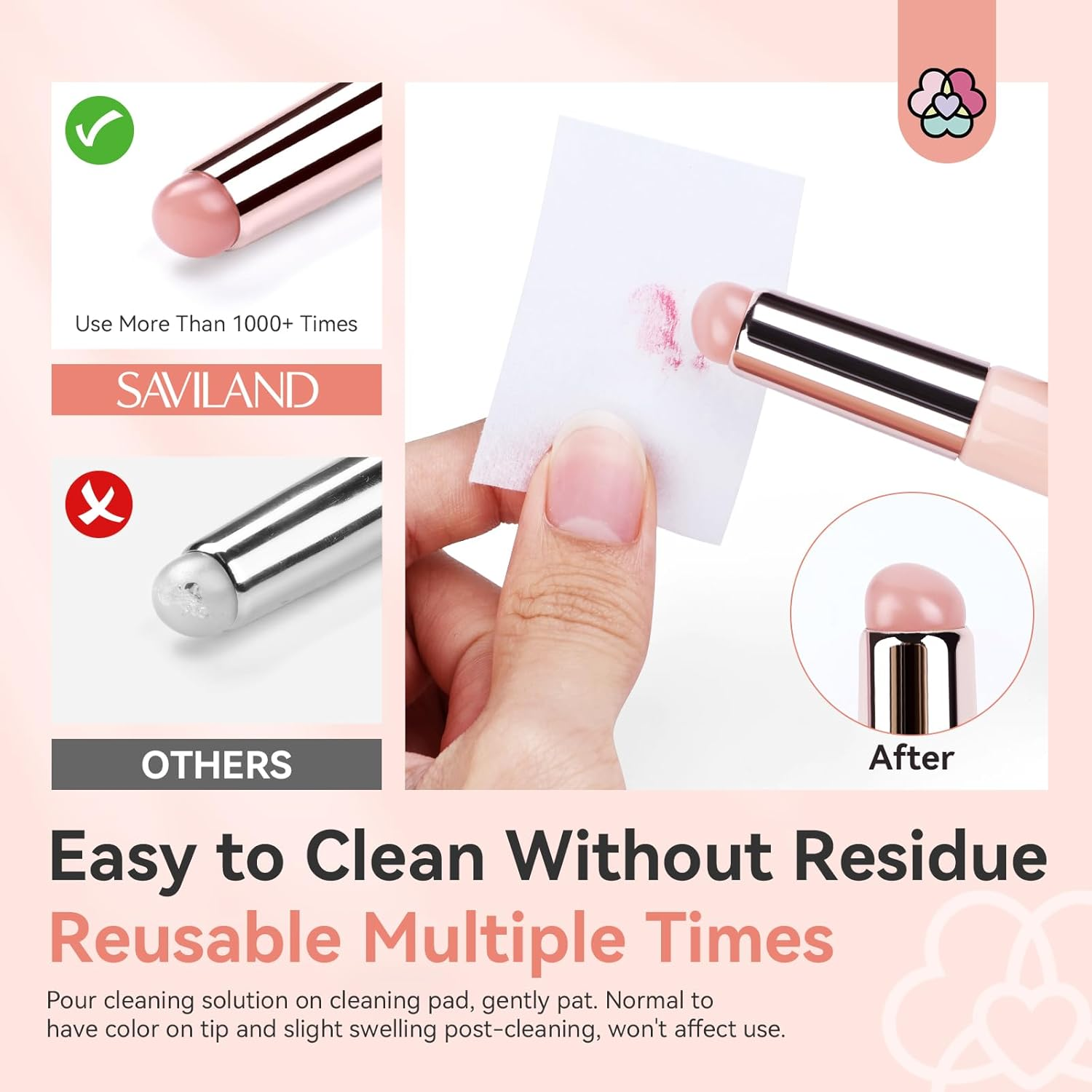 SAVILAND 2PCS Silicone Nail Brush: Reusable Chrome Nail Powder Applicator Nail Brush for Ombre Aura Nails Ombre Nail Brush Nail Art Gradient Painting Brush for Beginners image number 3