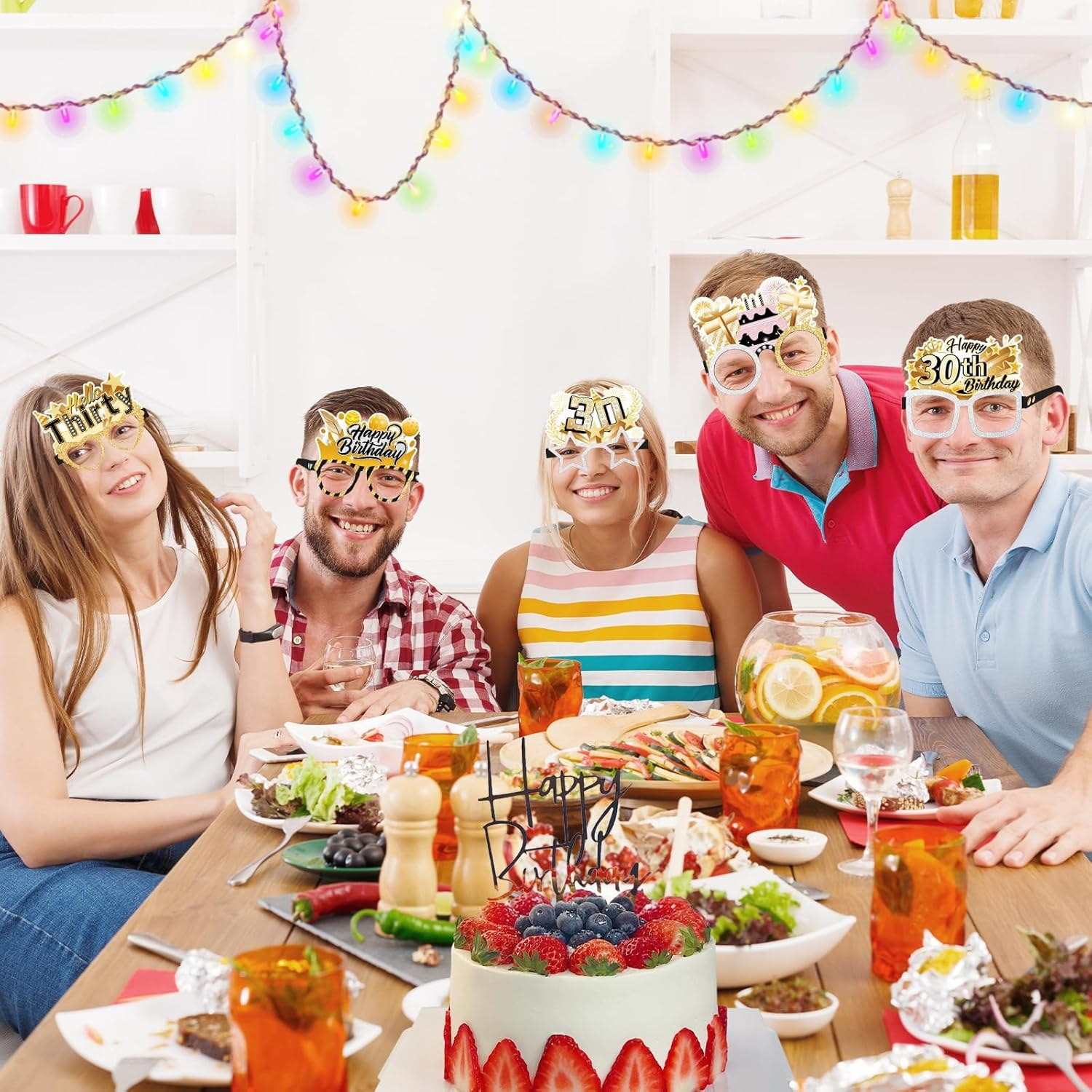 Birthday Glasses, 18 Pack Birthday Paper Glasses for Man Women, Birthday Photo Props Party Supplies, Hello Thirty Cheers to Birthday Party Favors image number 4