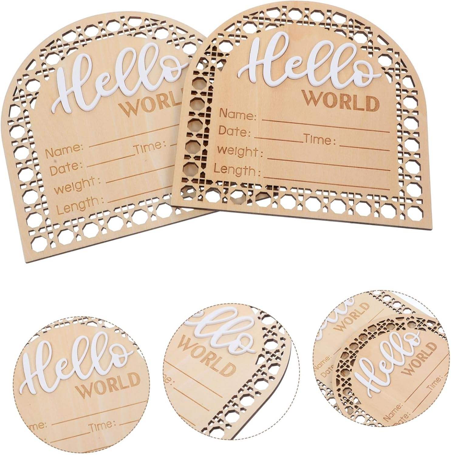 2Pcs Baby Name Announcement Sign Wooden Newborn Birth Announcement Board Nursery for Hospital Newborns Baby Name Sign Cards image number 5