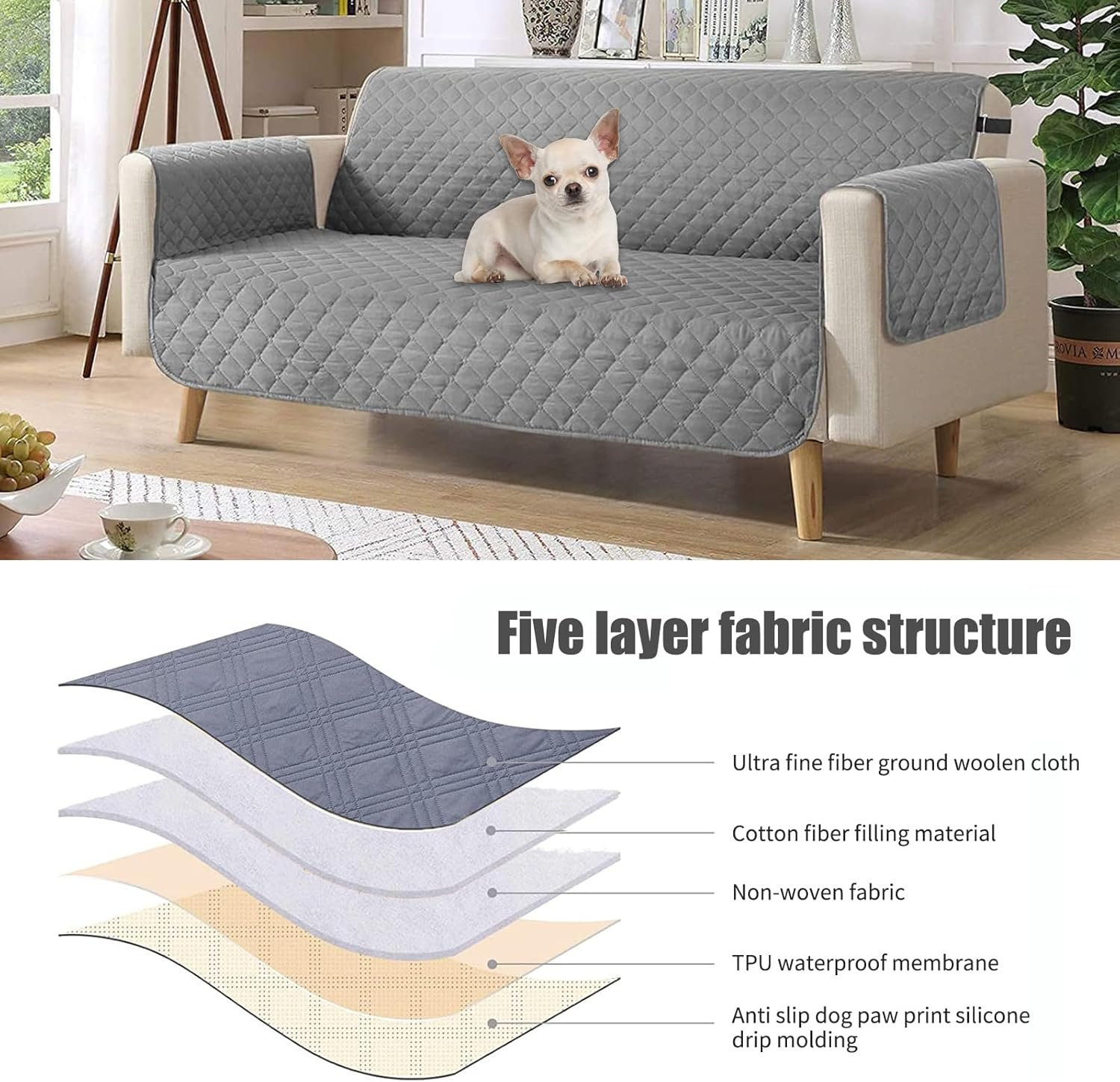 Waterproof Dog Blanket, Non-Slip Dog Blankets, Dog Mat for Large and Small Dogs, Machine Washable Pet Blanket Cover and Protection for Sofa, Bed, Car Seat (Dark Grey, 137 Cm X 208 Cm) image number 6
