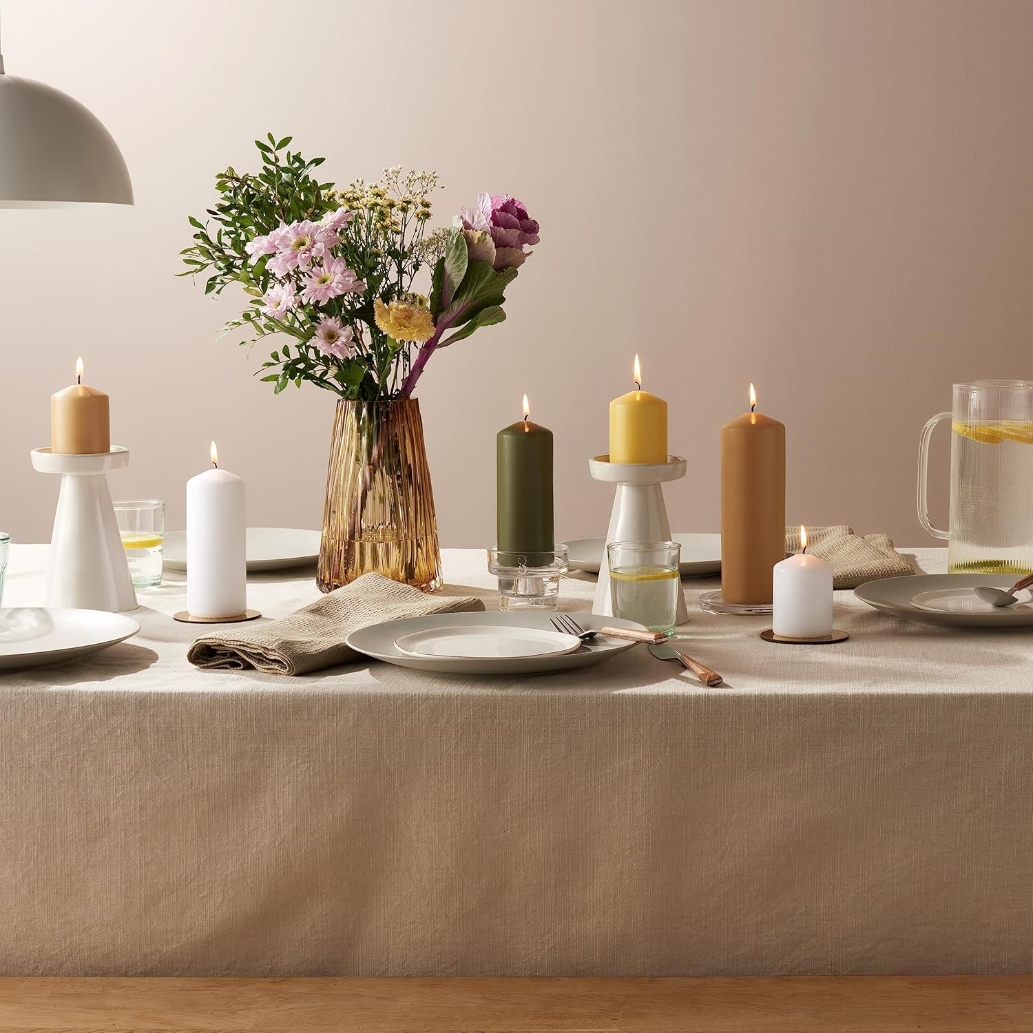 Bolsius - Essentials - Pillar Candle - Olive Green - 8 Cm - Length Burning Time 17 Hours - Unscented - Natural Plant Wax - without Palm Oil image number 2